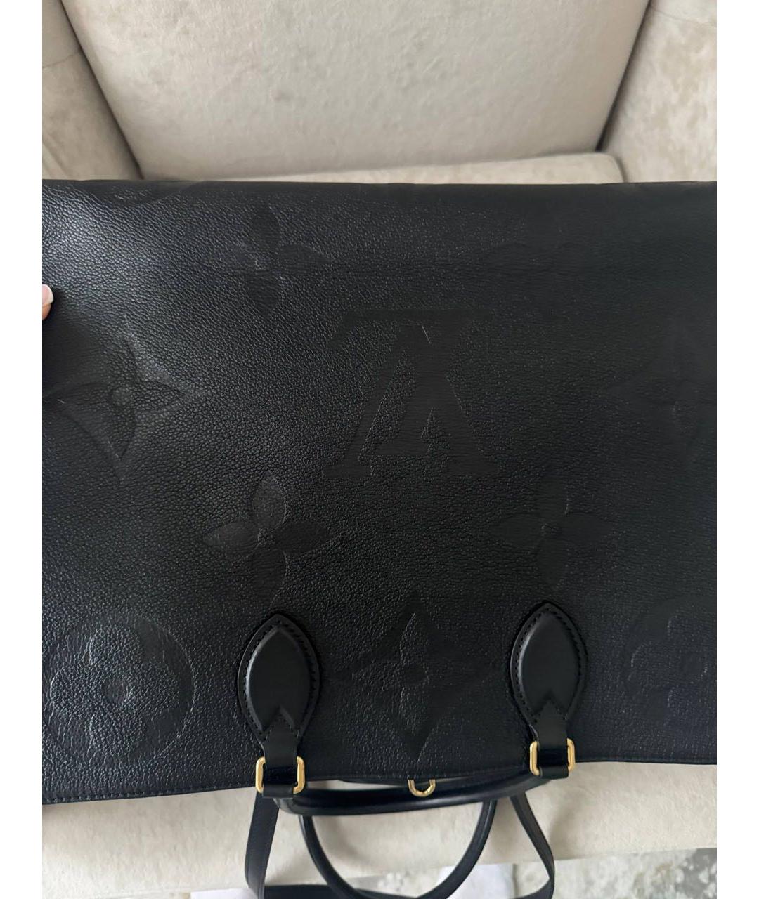 LOUIS VUITTON Черная кожаная сумка тоут, фото 3