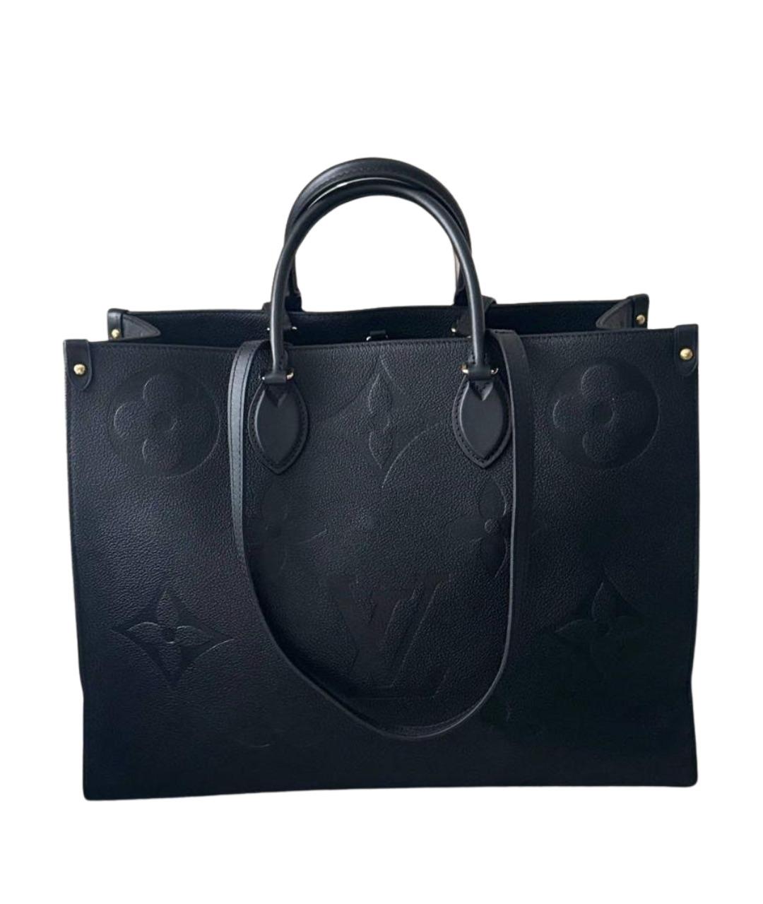 LOUIS VUITTON Черная кожаная сумка тоут, фото 1