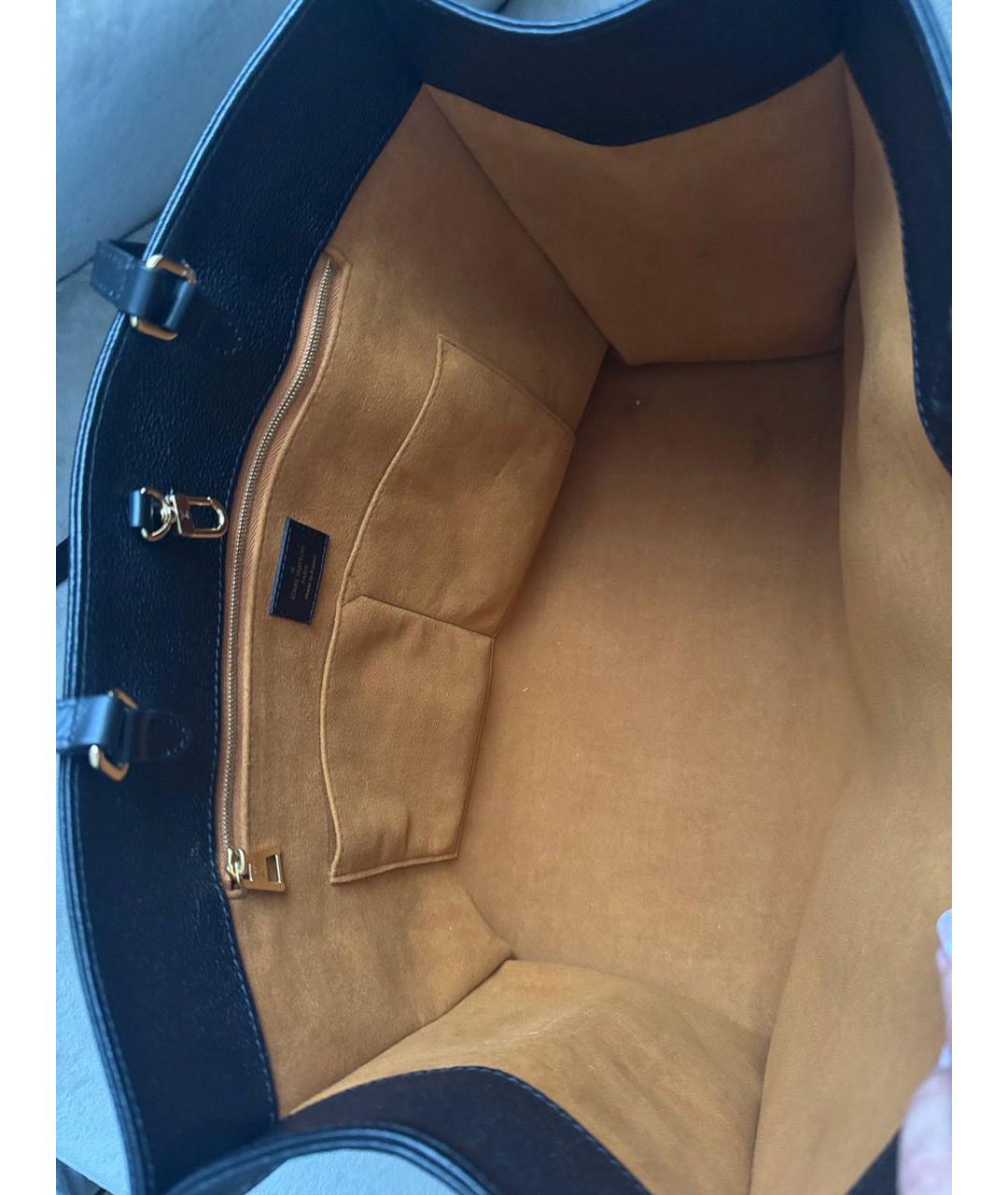 LOUIS VUITTON Черная кожаная сумка тоут, фото 8