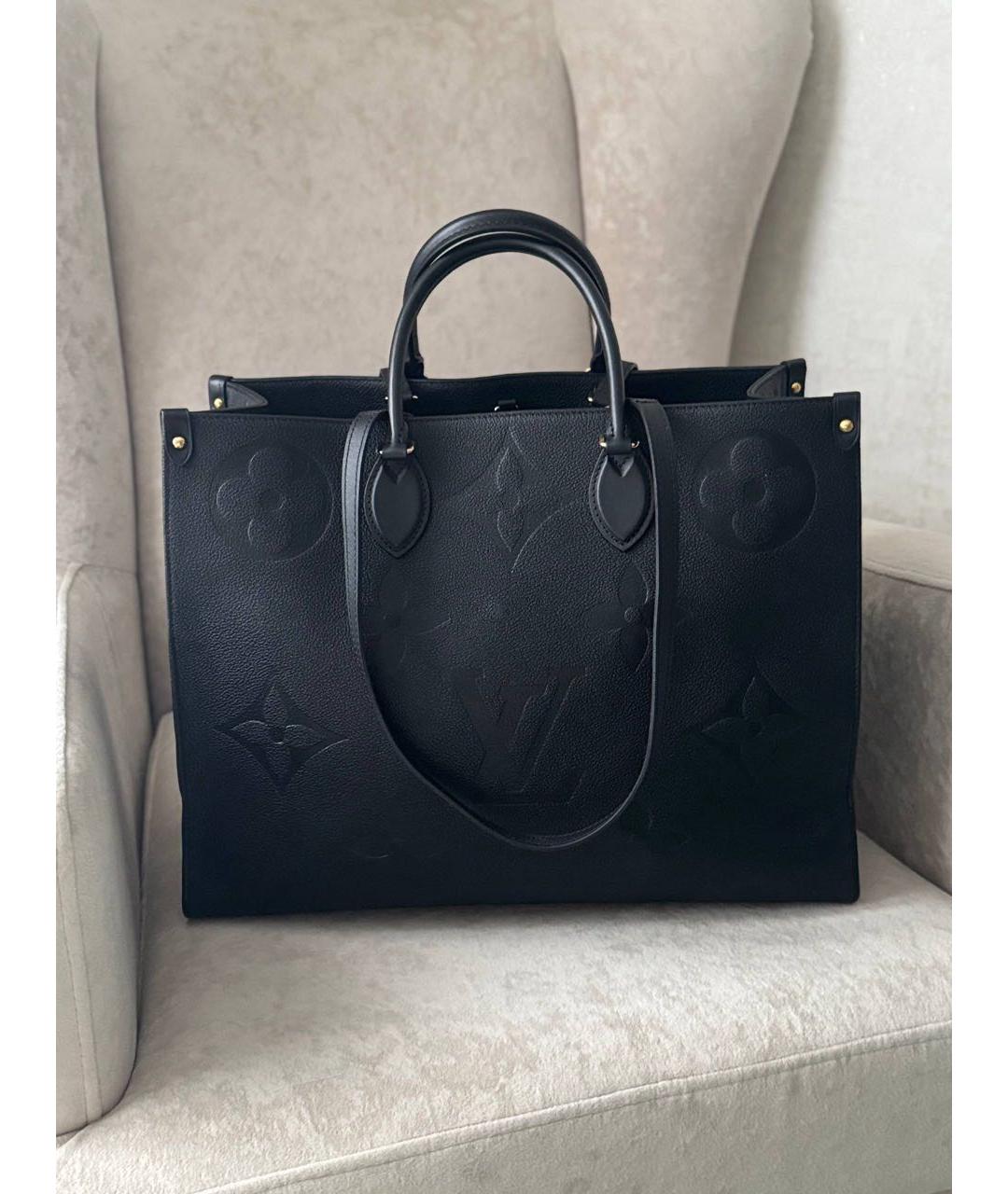 LOUIS VUITTON Черная кожаная сумка тоут, фото 9