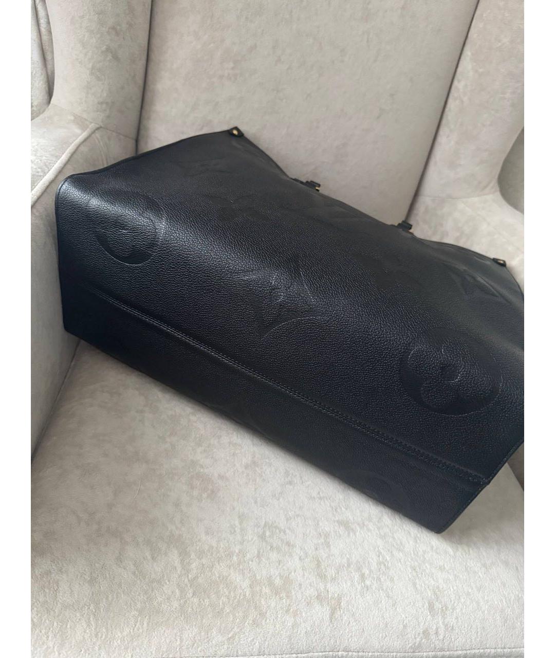 LOUIS VUITTON Черная кожаная сумка тоут, фото 6