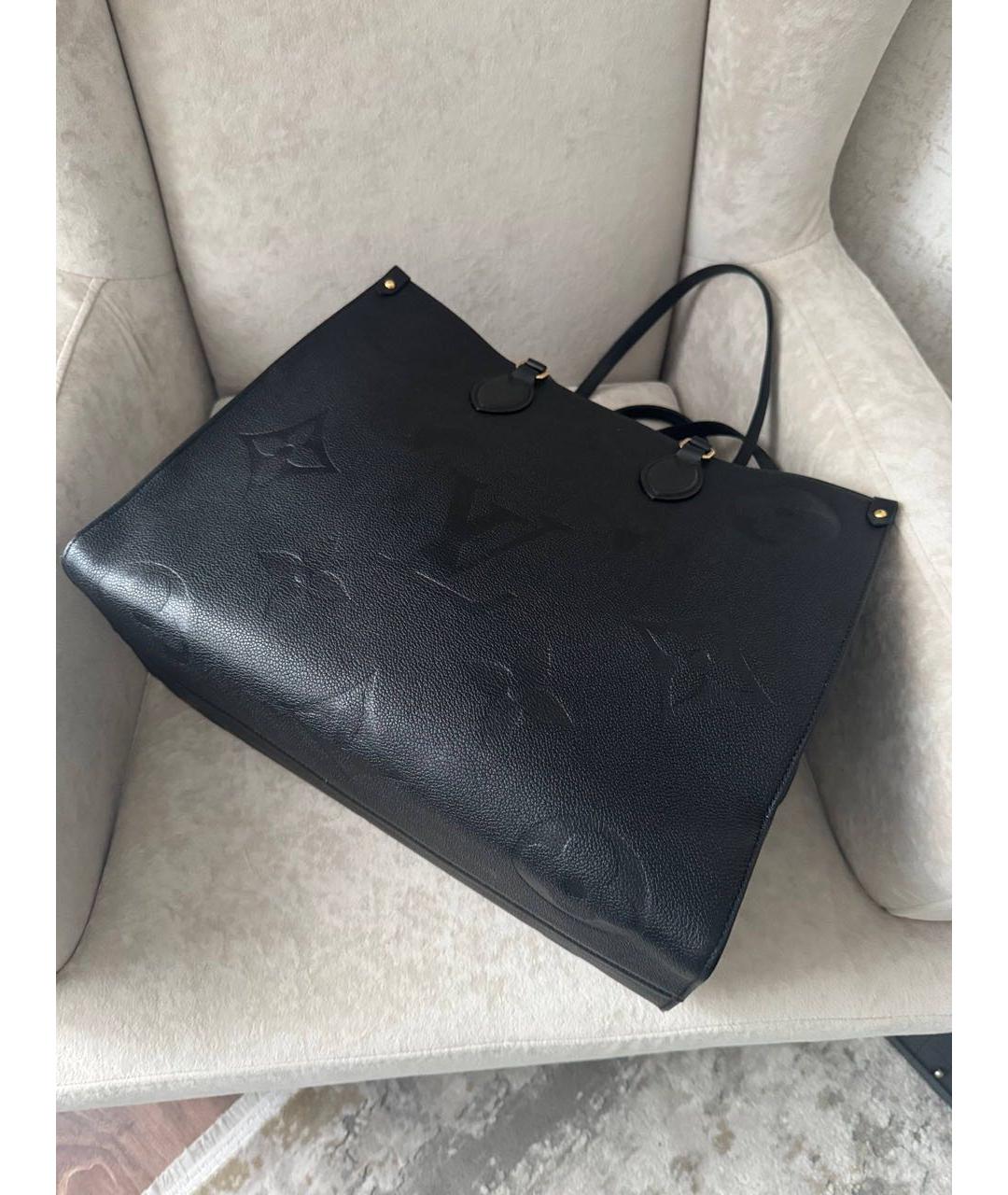 LOUIS VUITTON Черная кожаная сумка тоут, фото 7