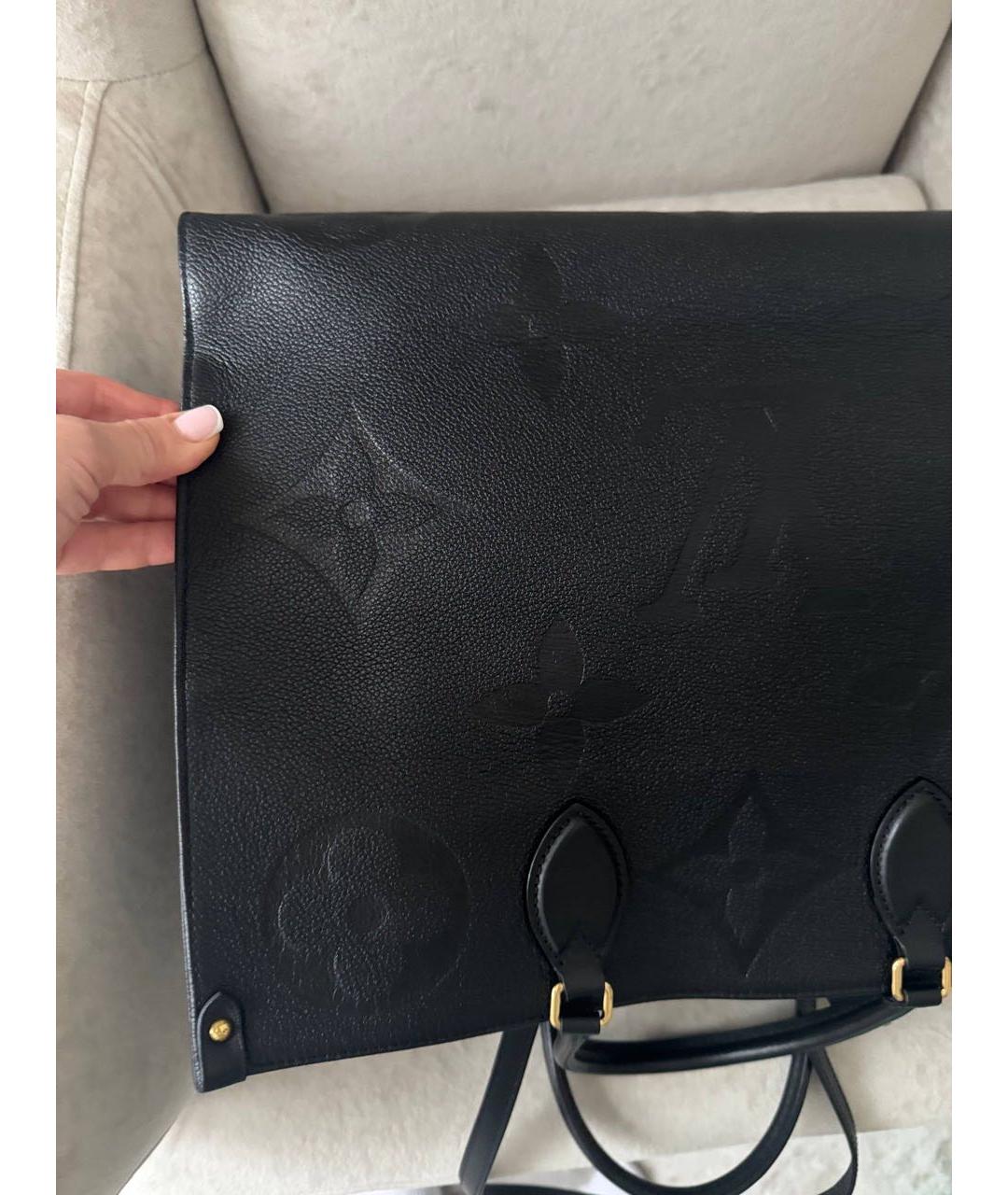 LOUIS VUITTON Черная кожаная сумка тоут, фото 2