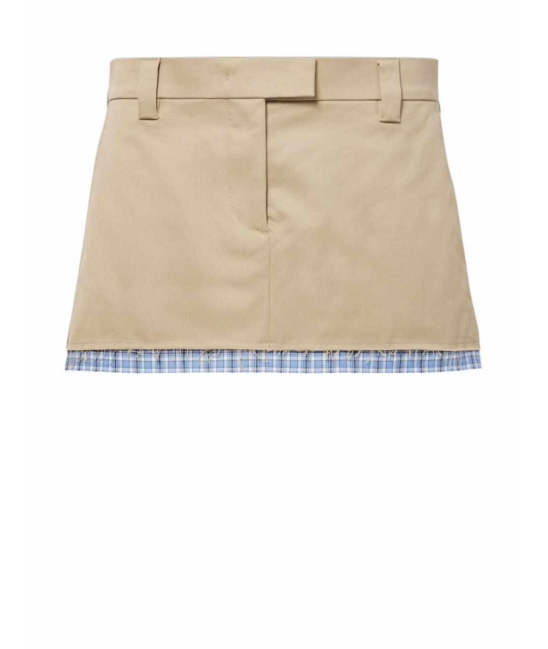 MIU MIU Бежевая хлопковая юбка мини, фото 1