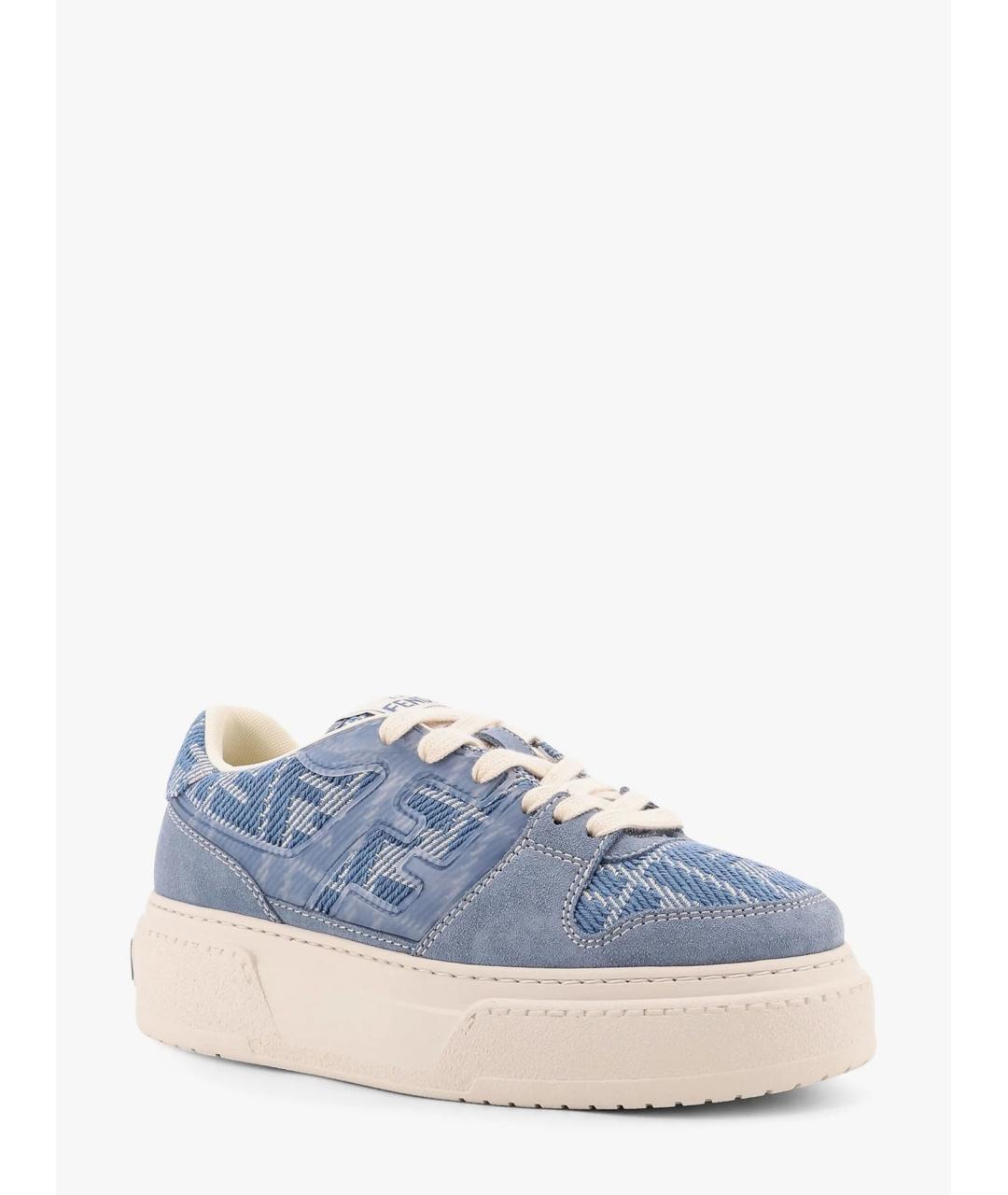 FENDI Голубые текстильные кеды, фото 2