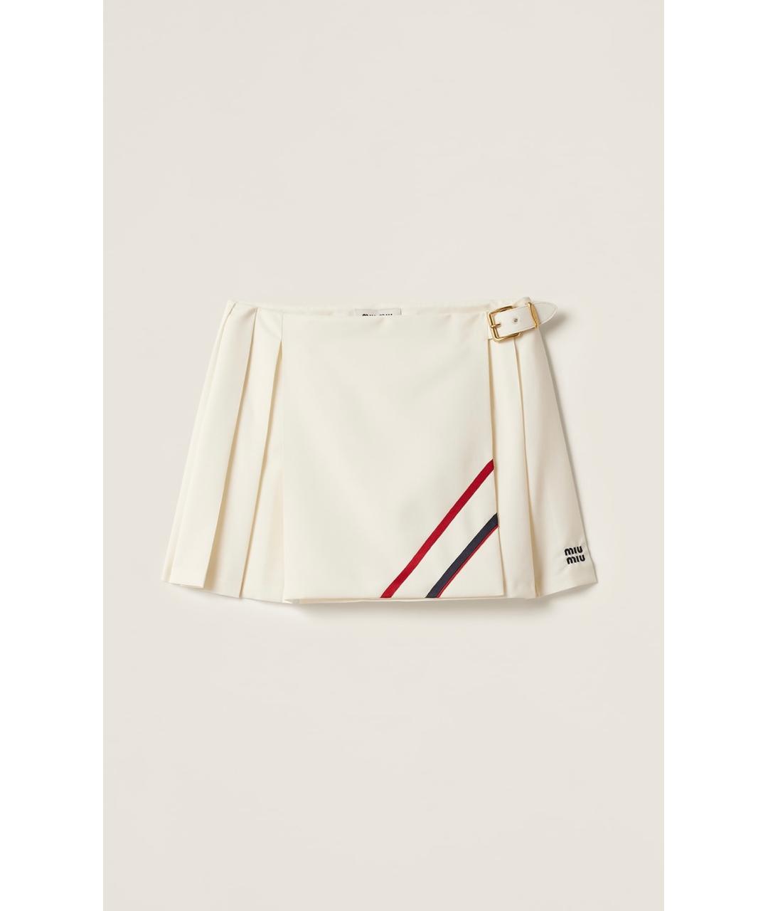 MIU MIU Бежевая шерстяная юбка мини, фото 6