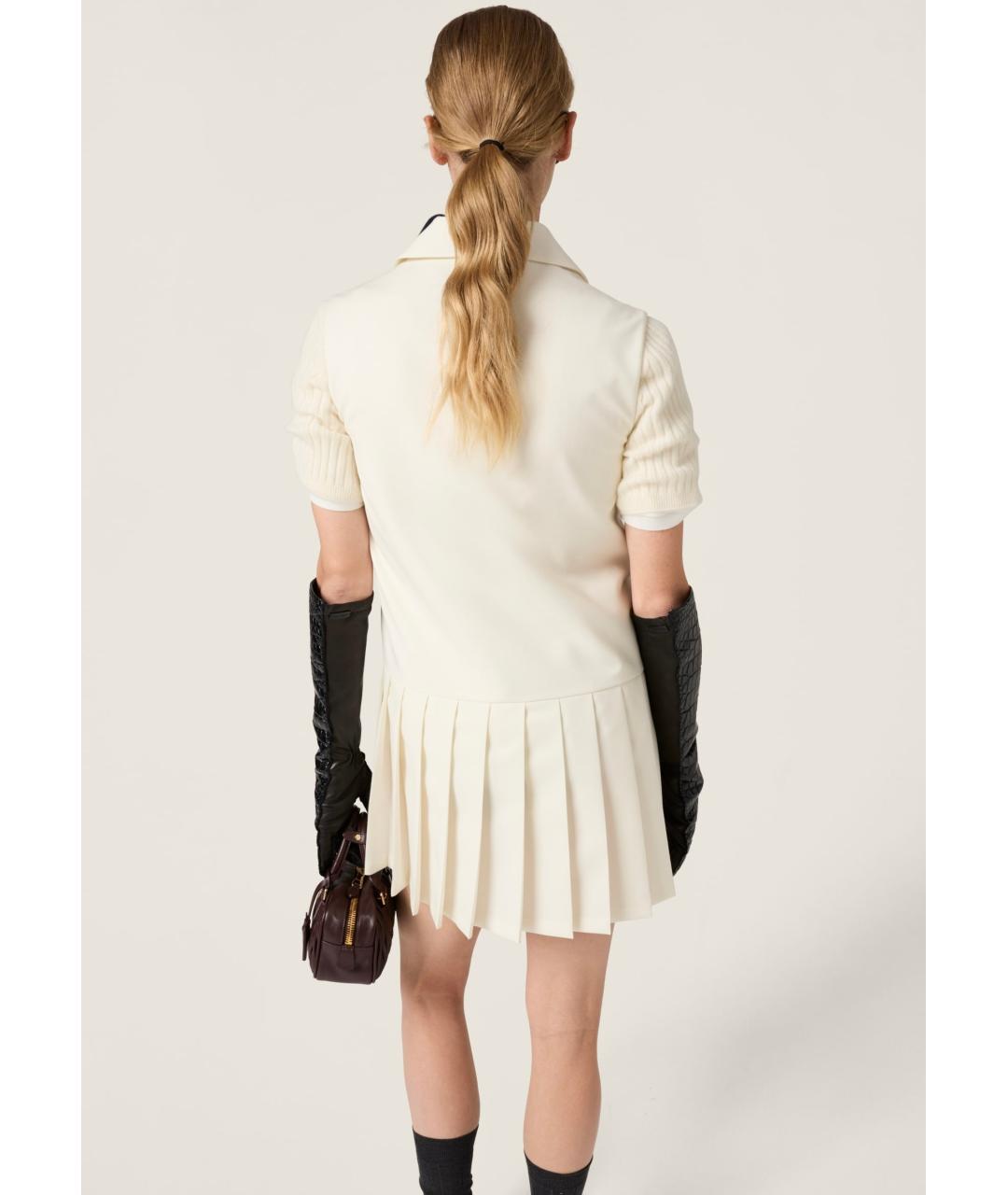 MIU MIU Бежевое шерстяное коктейльное платье, фото 3