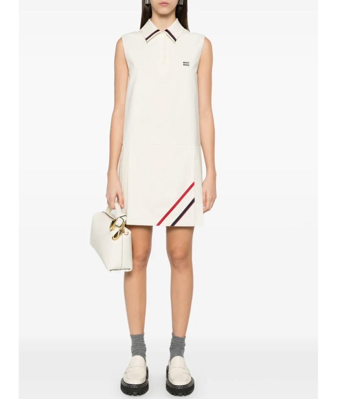 MIU MIU Бежевое шерстяное коктейльное платье, фото 4