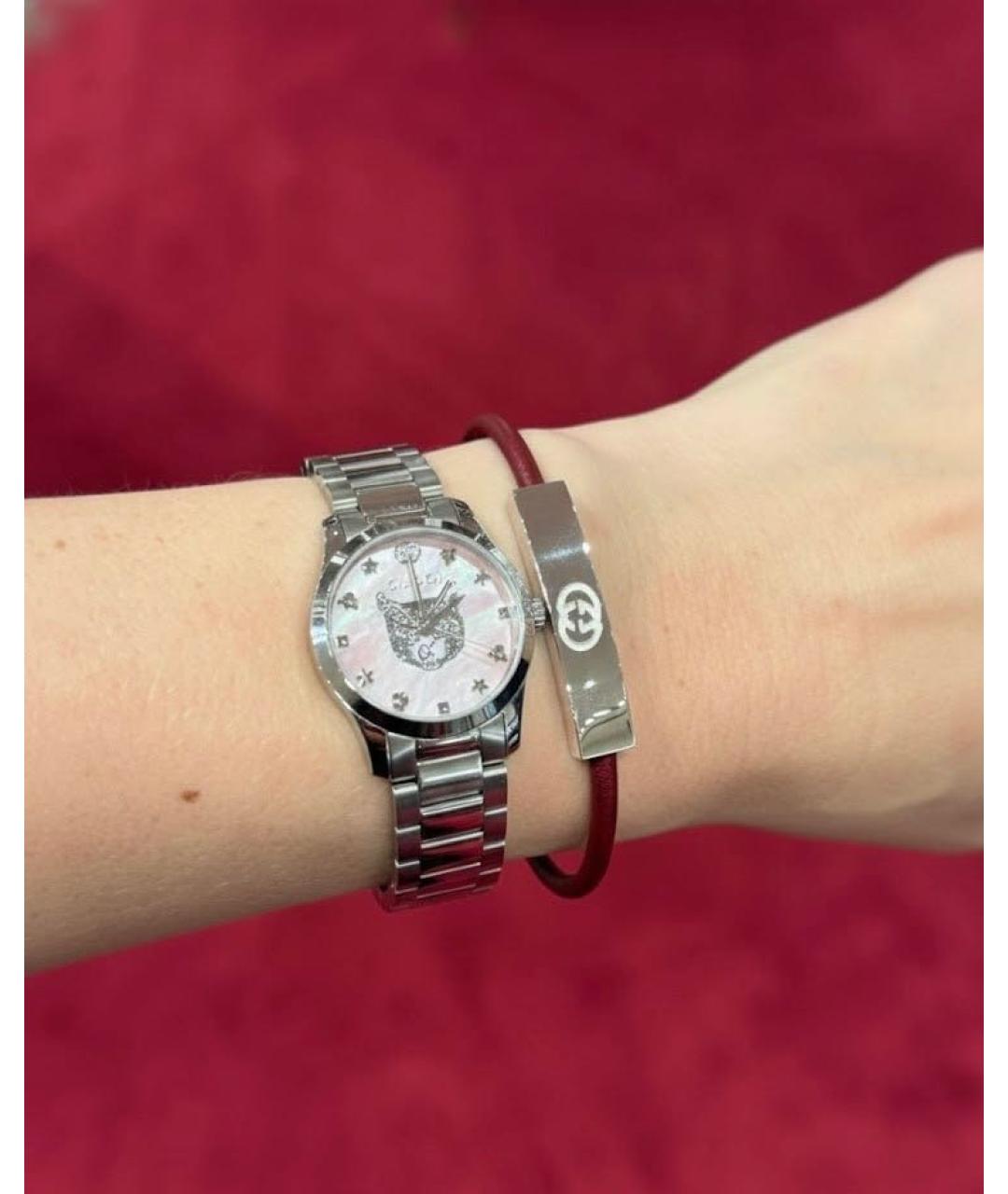 GUCCI Бордовый серебряный браслет, фото 2