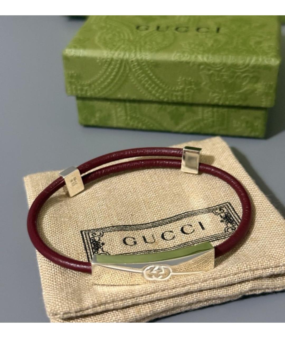 GUCCI Бордовый серебряный браслет, фото 4