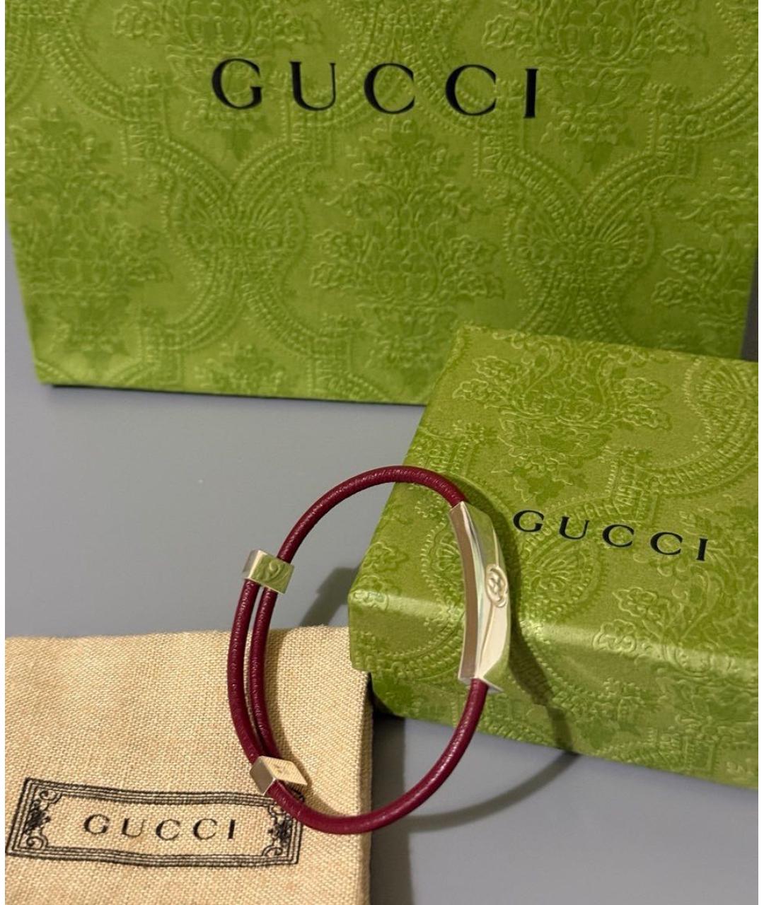 GUCCI Бордовый серебряный браслет, фото 5