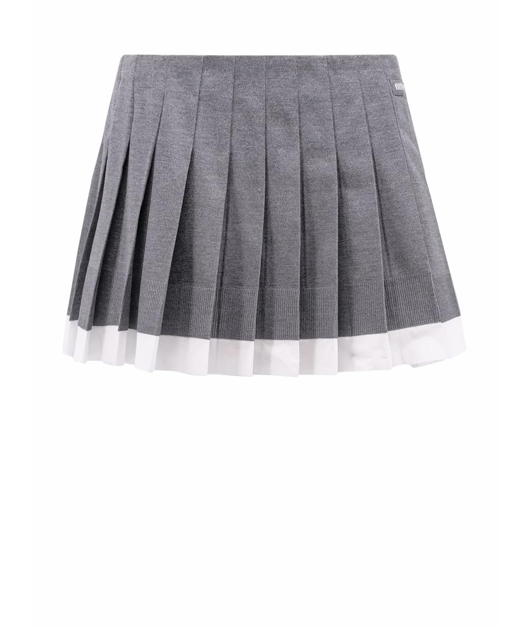 MIU MIU Серая шелковая юбка мини, фото 1