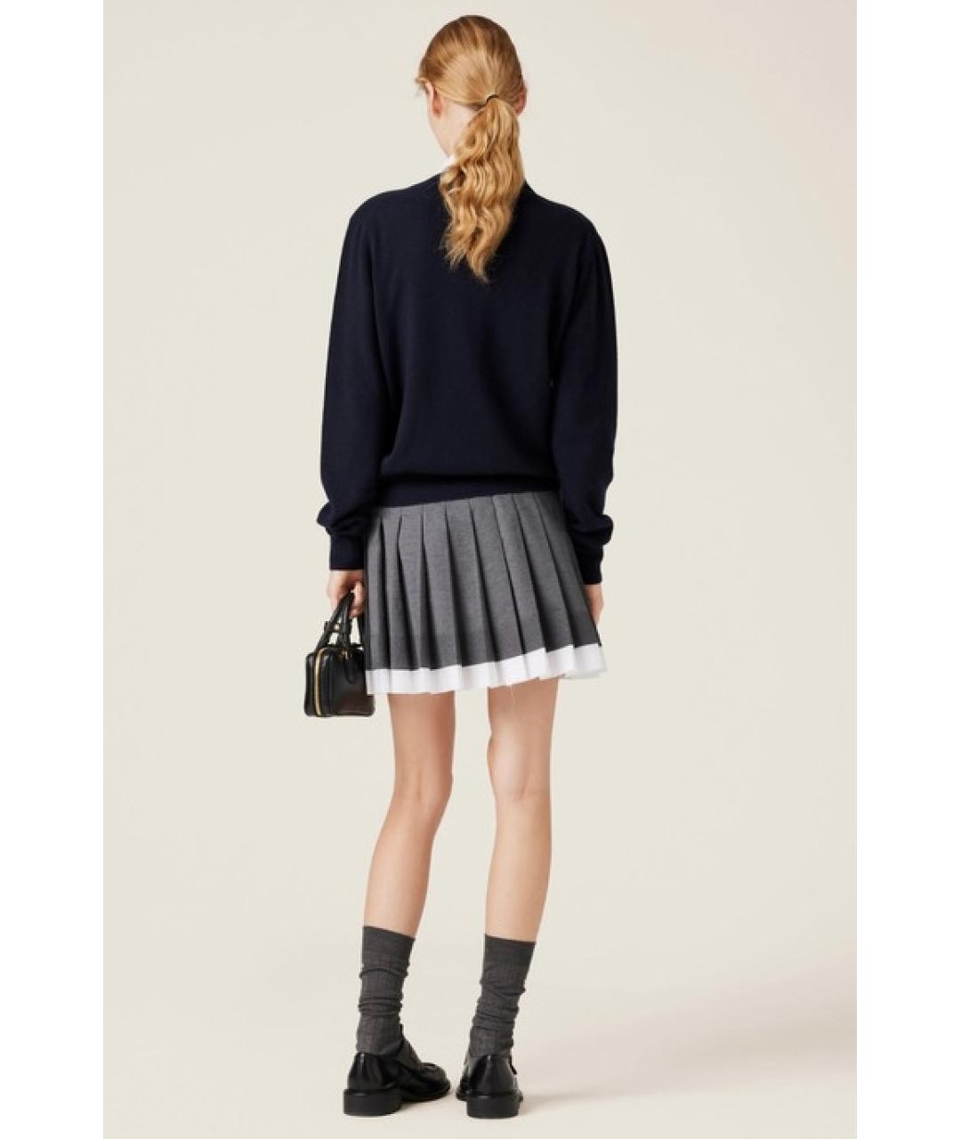 MIU MIU Серая шелковая юбка мини, фото 5