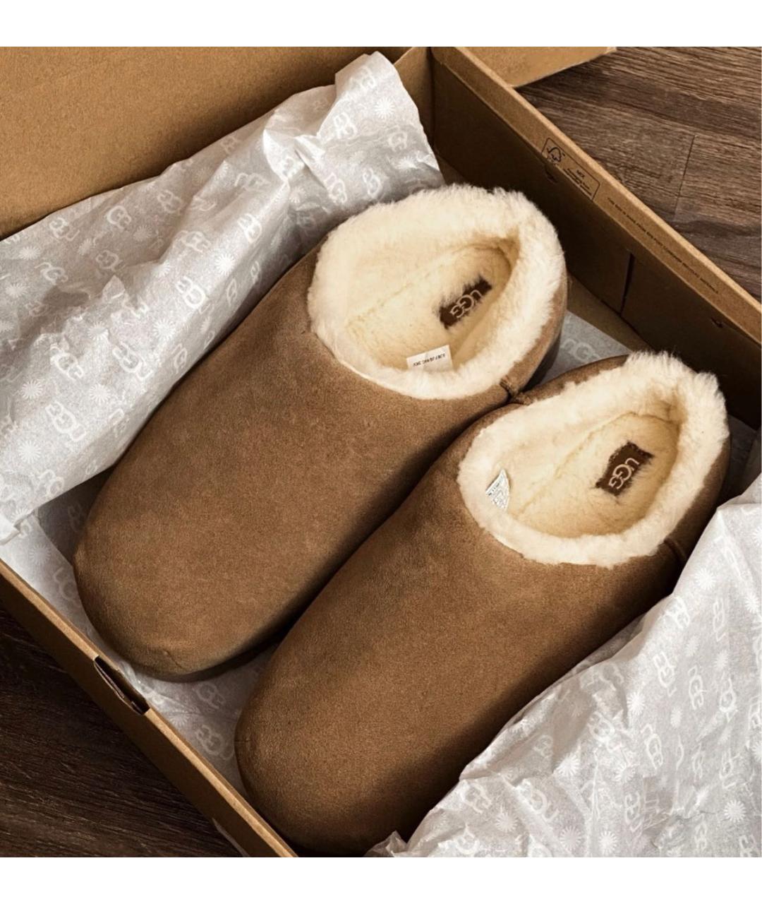 UGG AUSTRALIA Коричневые замшевые сабо, фото 5