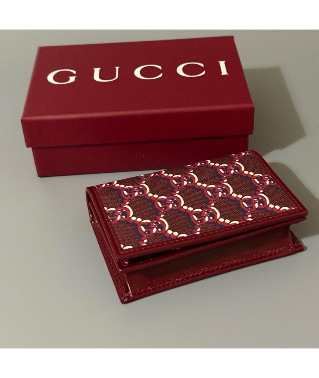 GUCCI Бордовый кожаный кардхолдер, фото 8