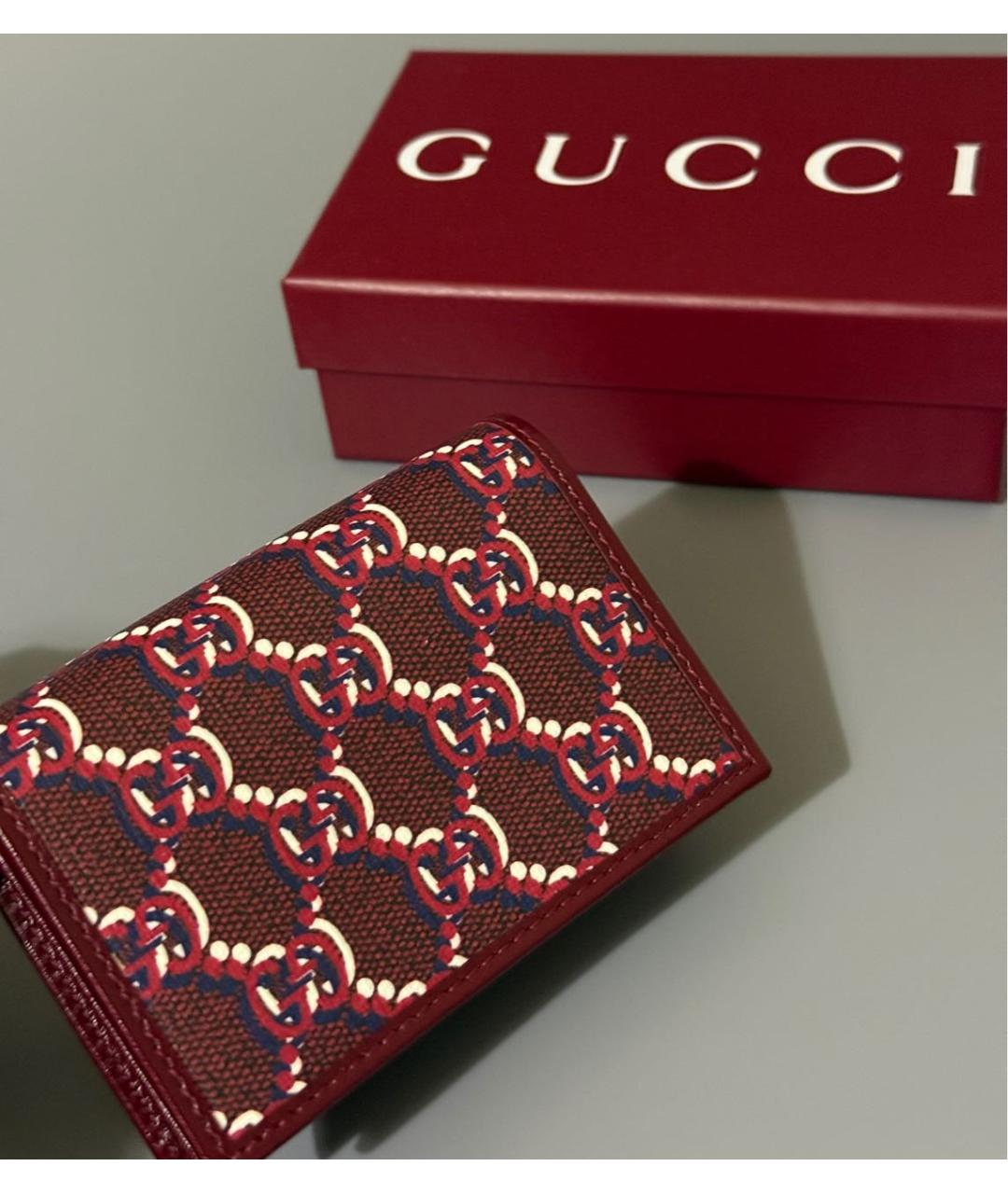 GUCCI Бордовый кожаный кардхолдер, фото 7