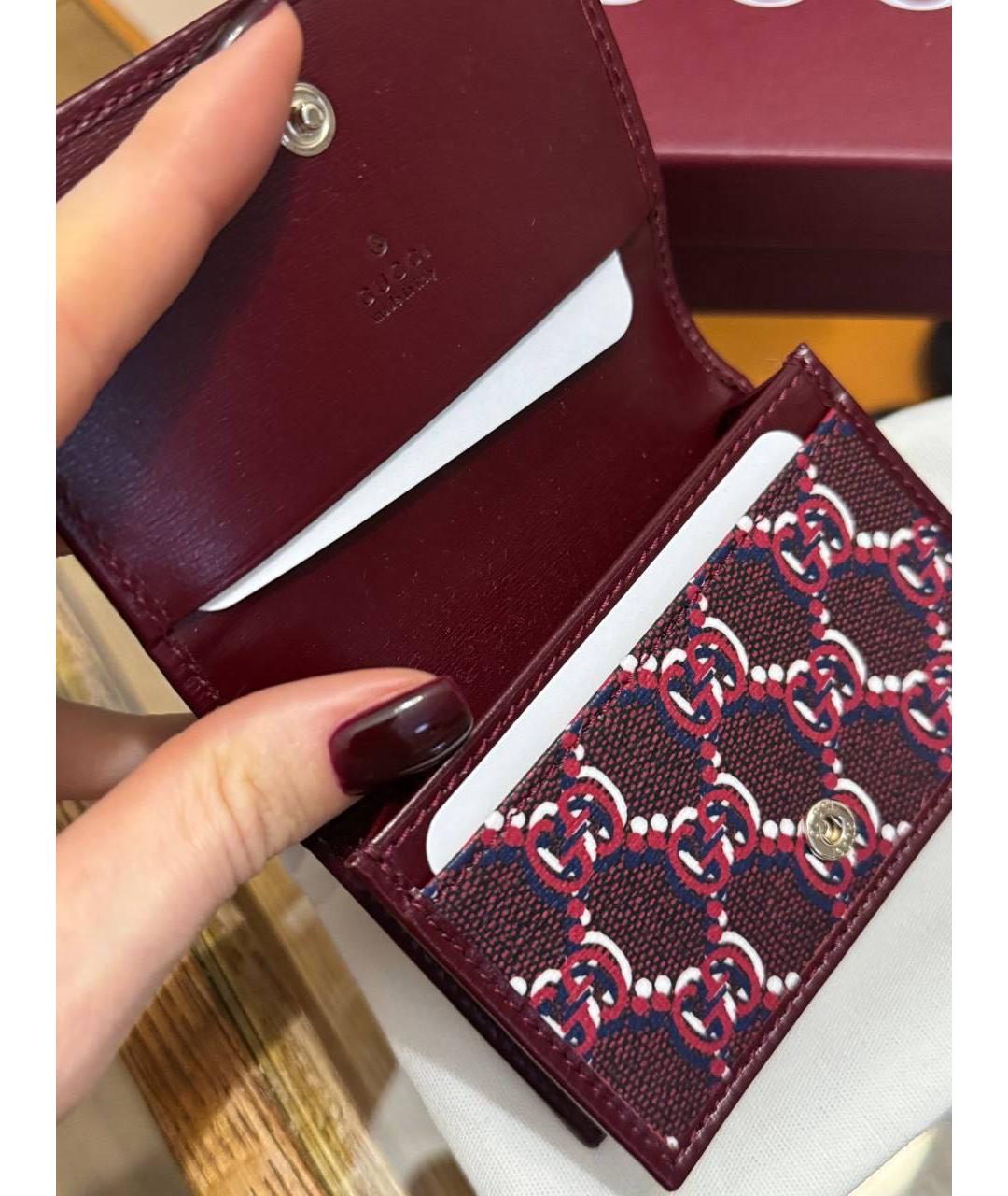 GUCCI Бордовый кожаный кардхолдер, фото 3