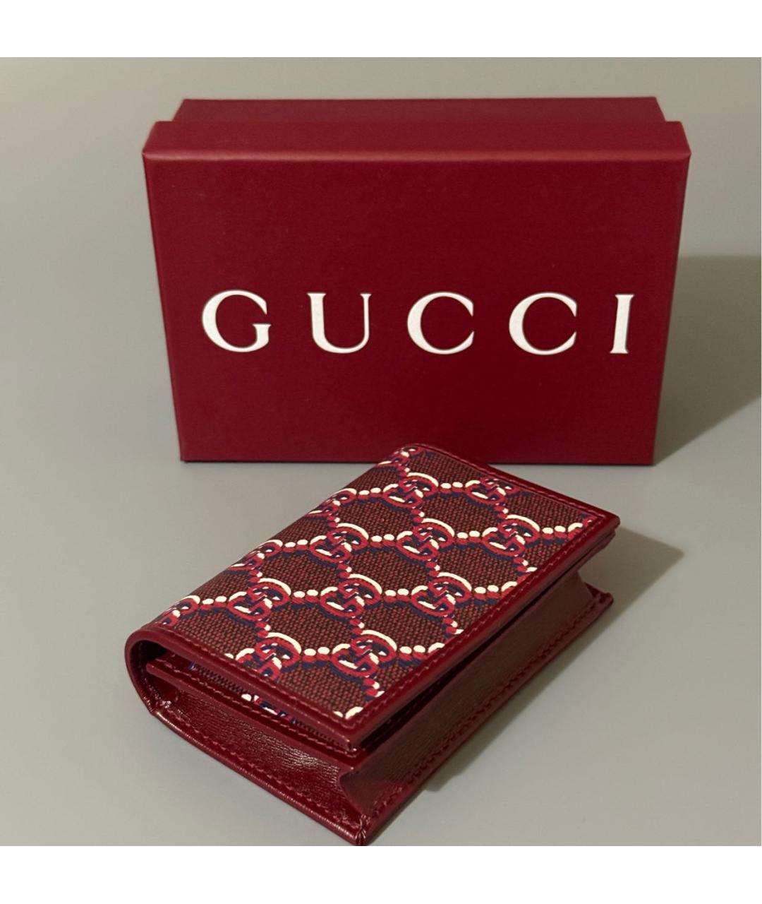 GUCCI Бордовый кожаный кардхолдер, фото 4