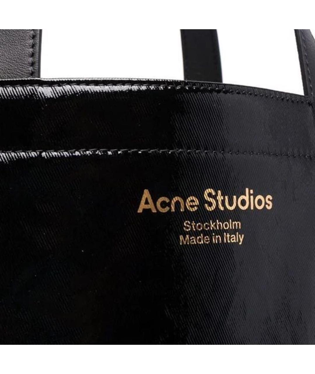 ACNE STUDIOS Черная кожаная сумка с короткими ручками, фото 3