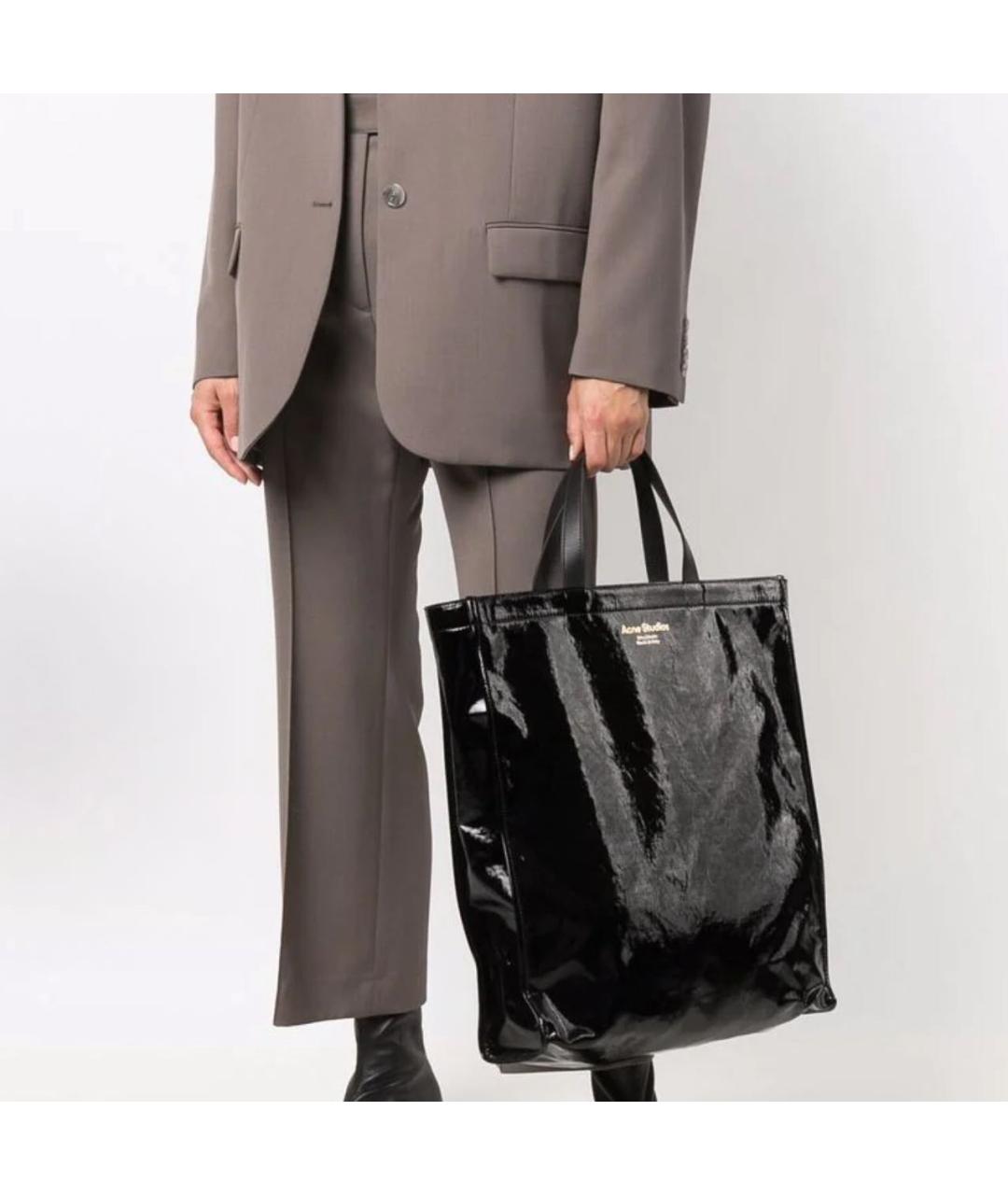 ACNE STUDIOS Черная кожаная сумка с короткими ручками, фото 5