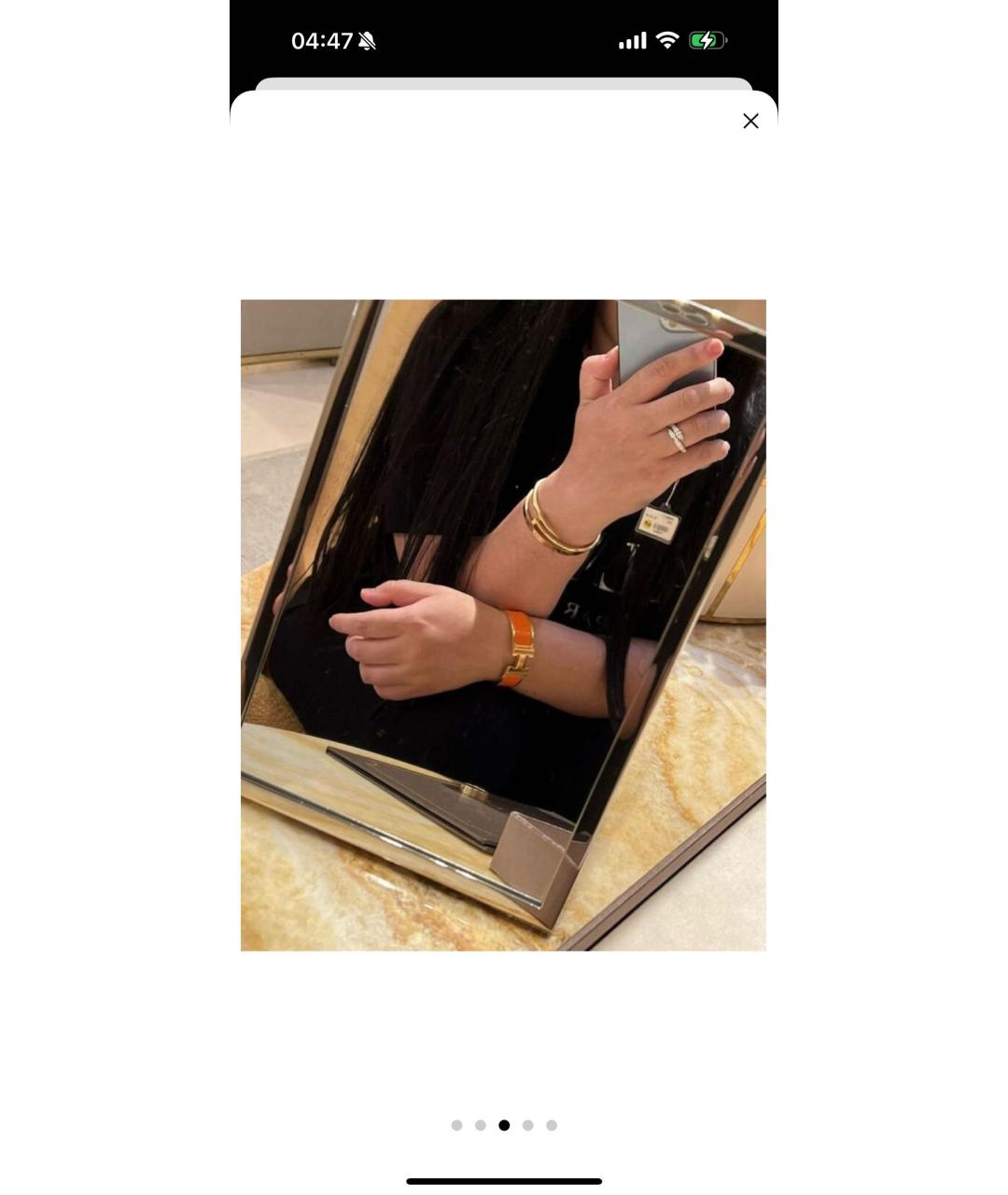 HERMES Оранжевый металлический браслет, фото 3