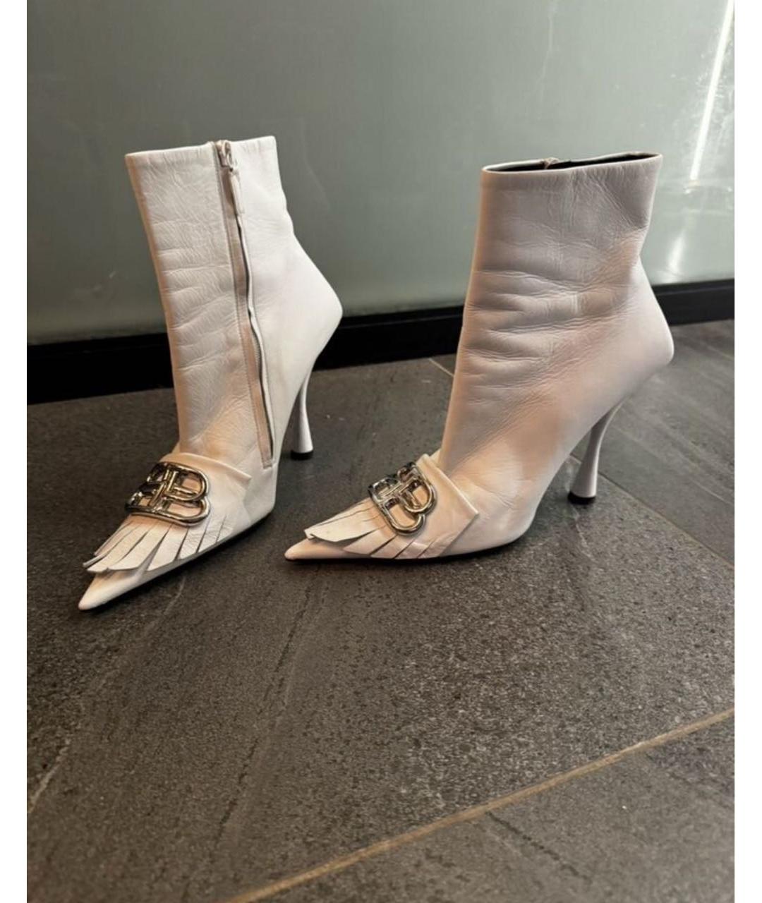 BALENCIAGA Белые кожаные ботильоны, фото 5