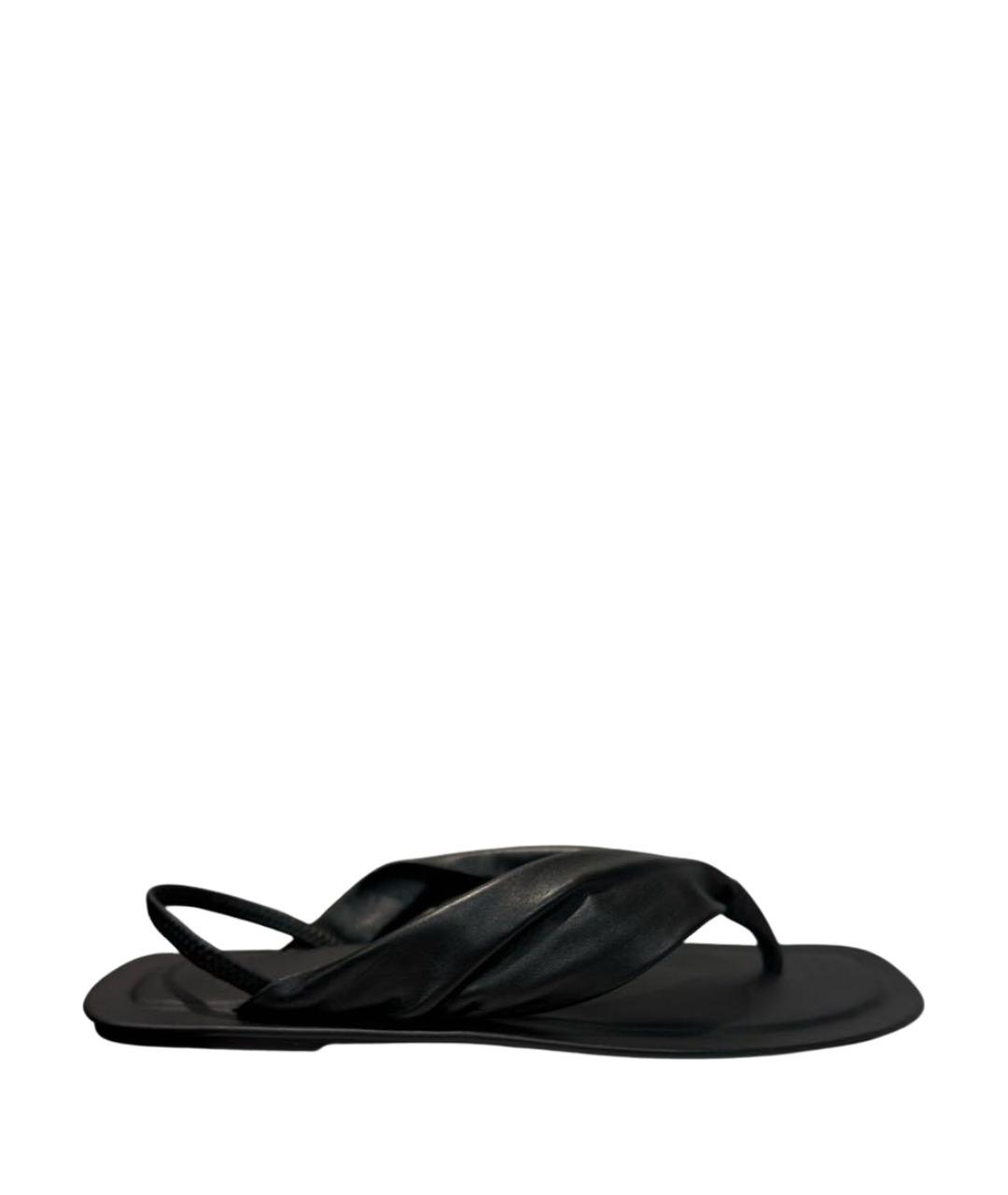 LOULOU STUDIO Черные кожаные шлепанцы, фото 1