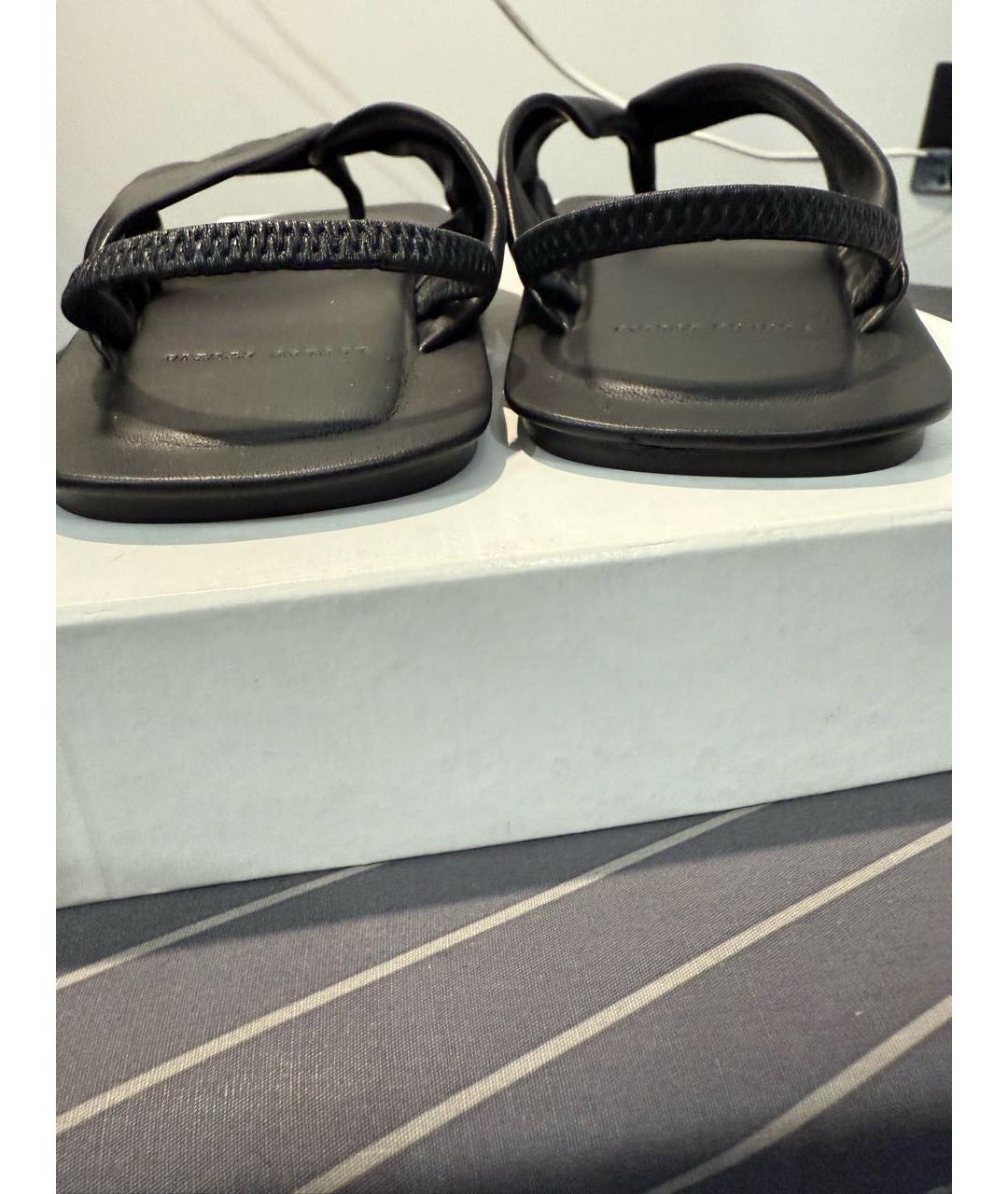 LOULOU STUDIO Черные кожаные шлепанцы, фото 4