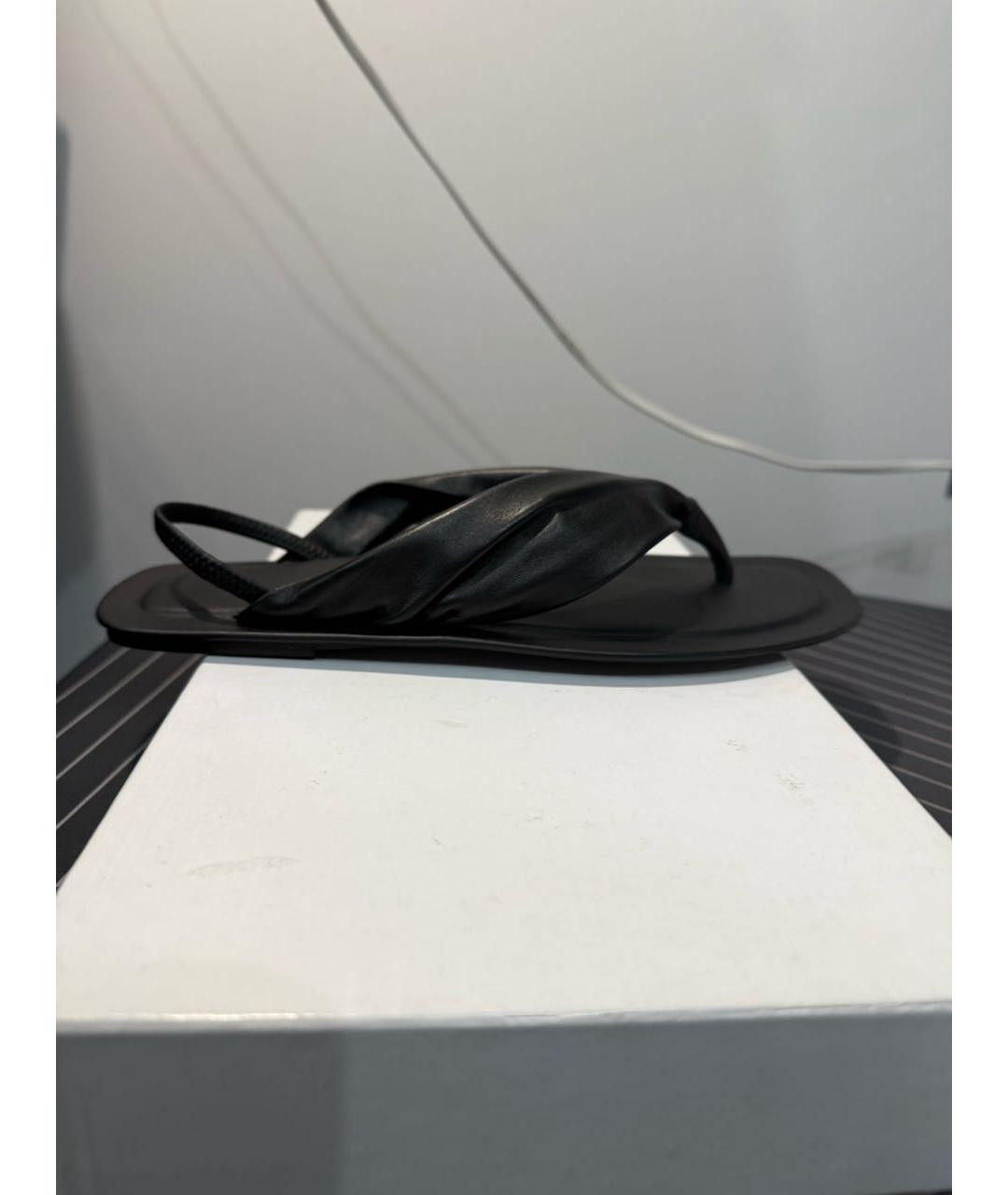 LOULOU STUDIO Черные кожаные шлепанцы, фото 8
