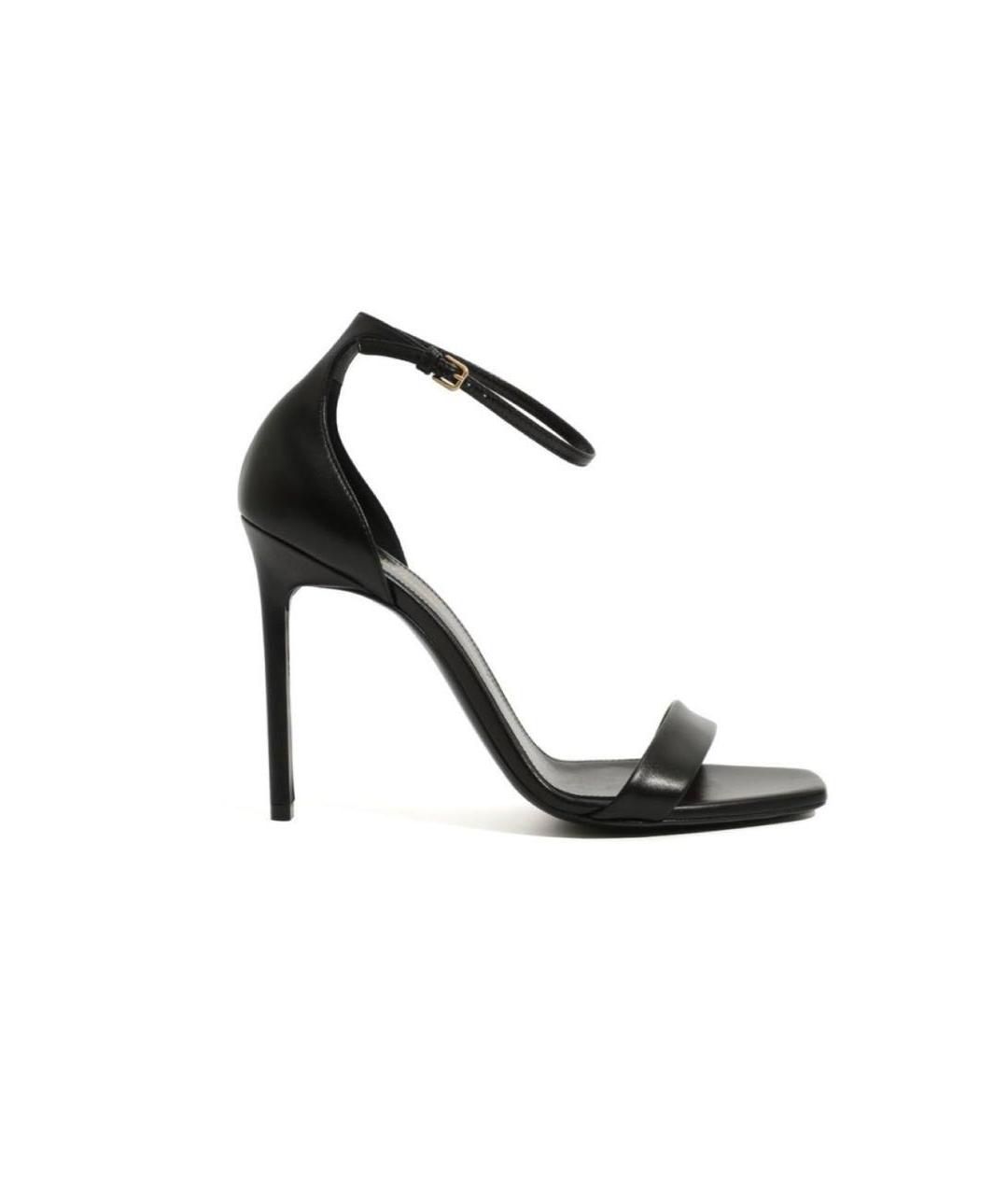 SAINT LAURENT Черные кожаные босоножки, фото 7