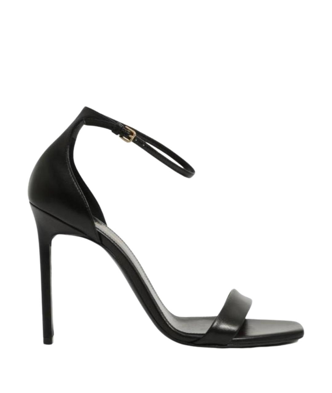 SAINT LAURENT Черные кожаные босоножки, фото 1