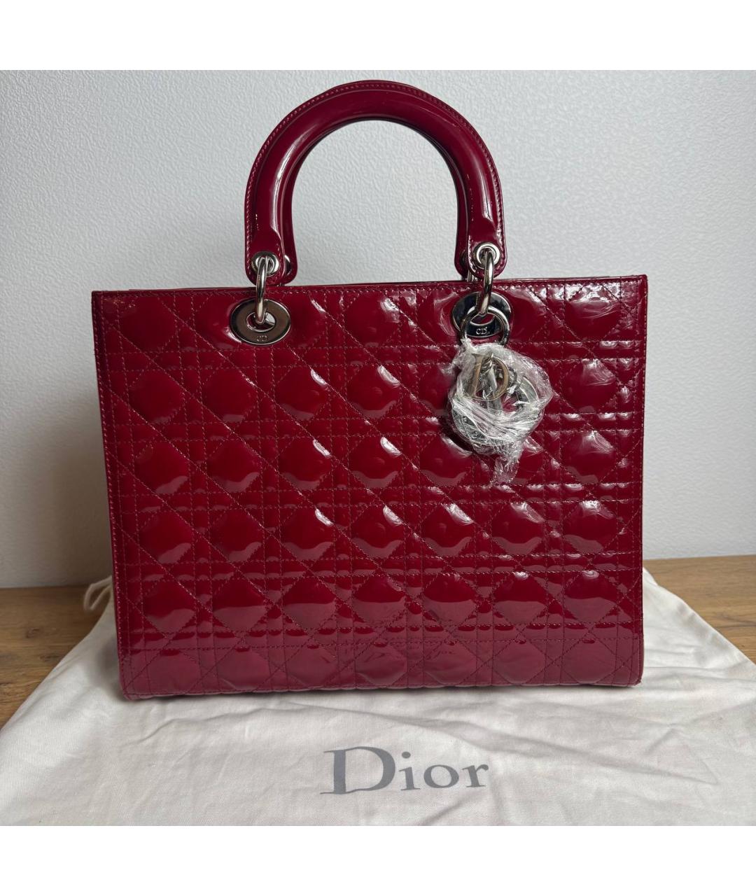 CHRISTIAN DIOR Бордовая кожаная сумка с короткими ручками, фото 10