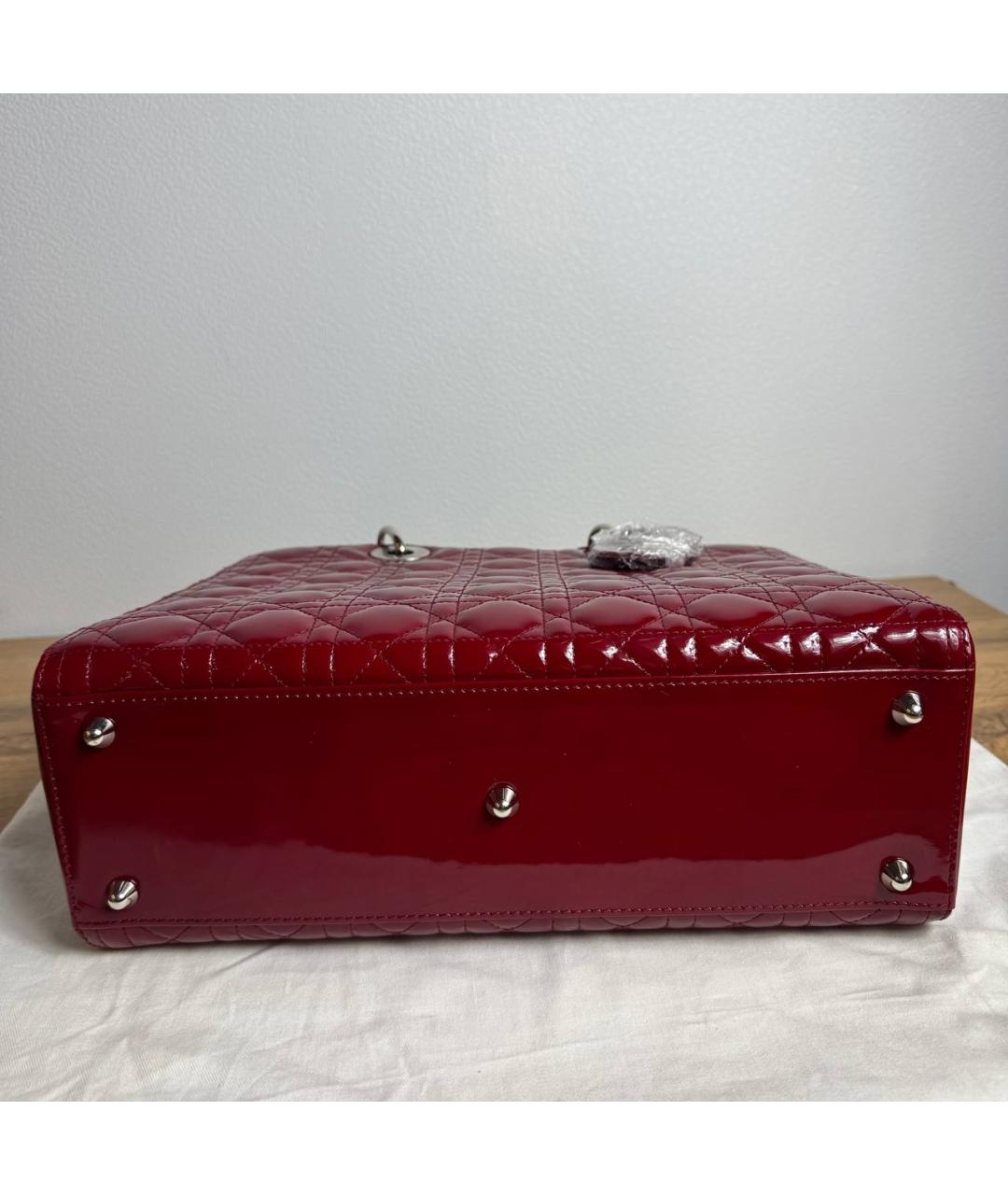 CHRISTIAN DIOR Бордовая кожаная сумка с короткими ручками, фото 5