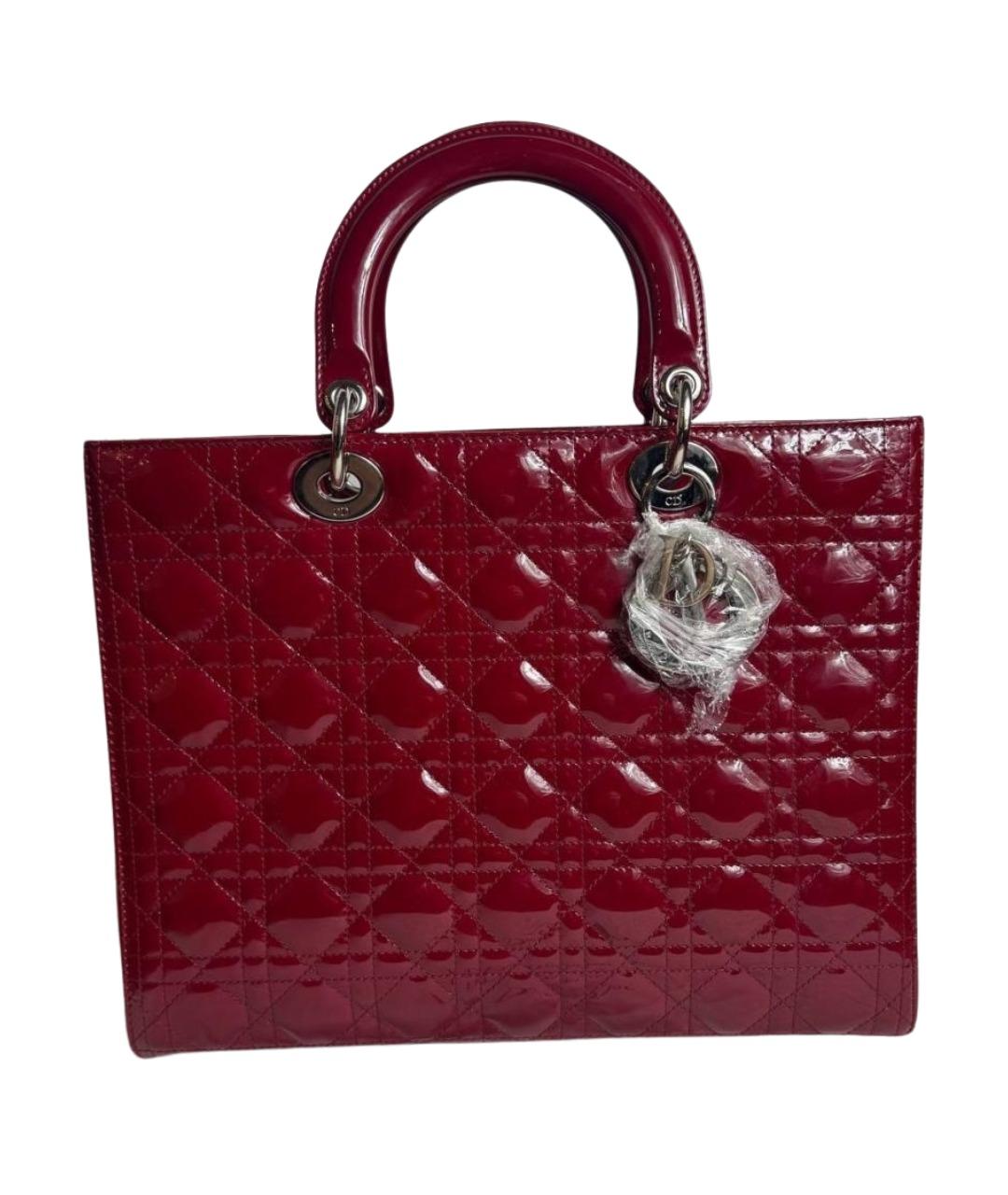 CHRISTIAN DIOR Бордовая кожаная сумка с короткими ручками, фото 1