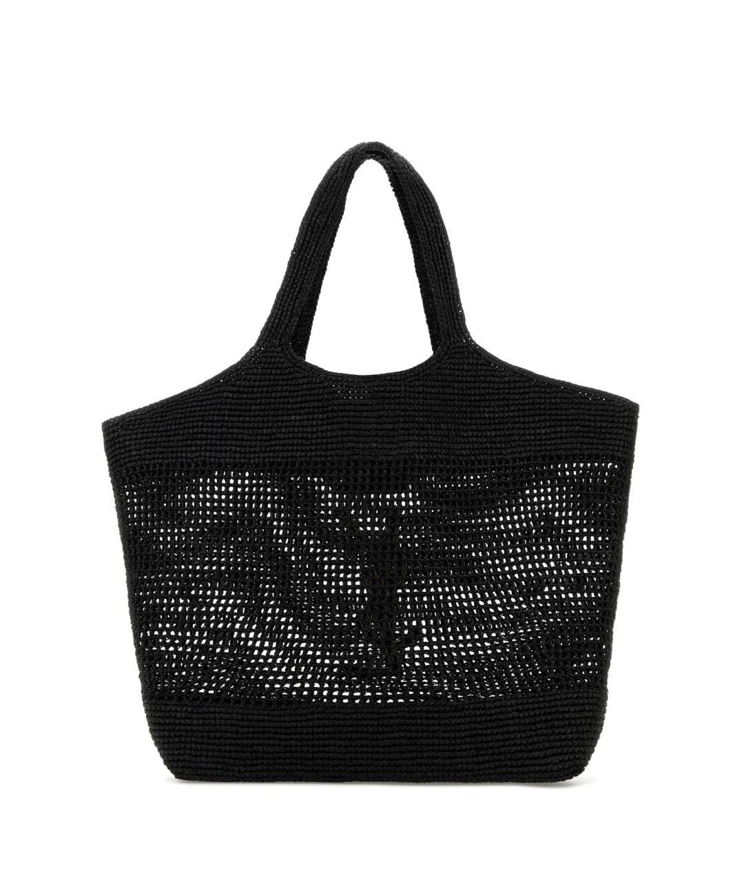 SAINT LAURENT Черная пелетеная сумка тоут, фото 3