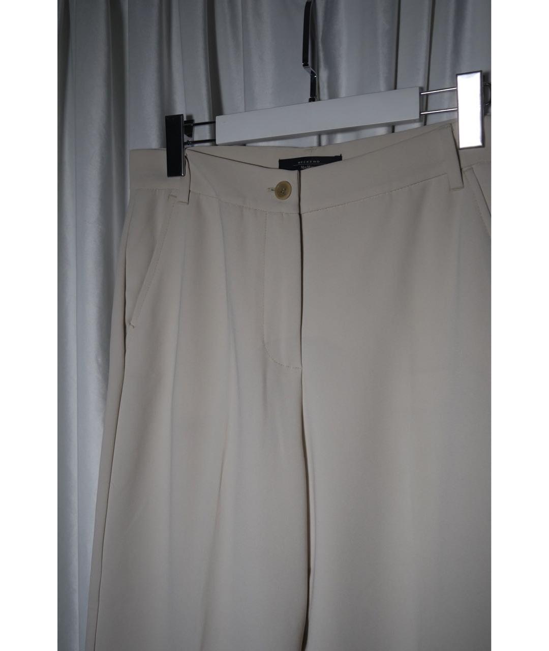 WEEKEND MAX MARA Бежевые ацетатные брюки широкие, фото 3