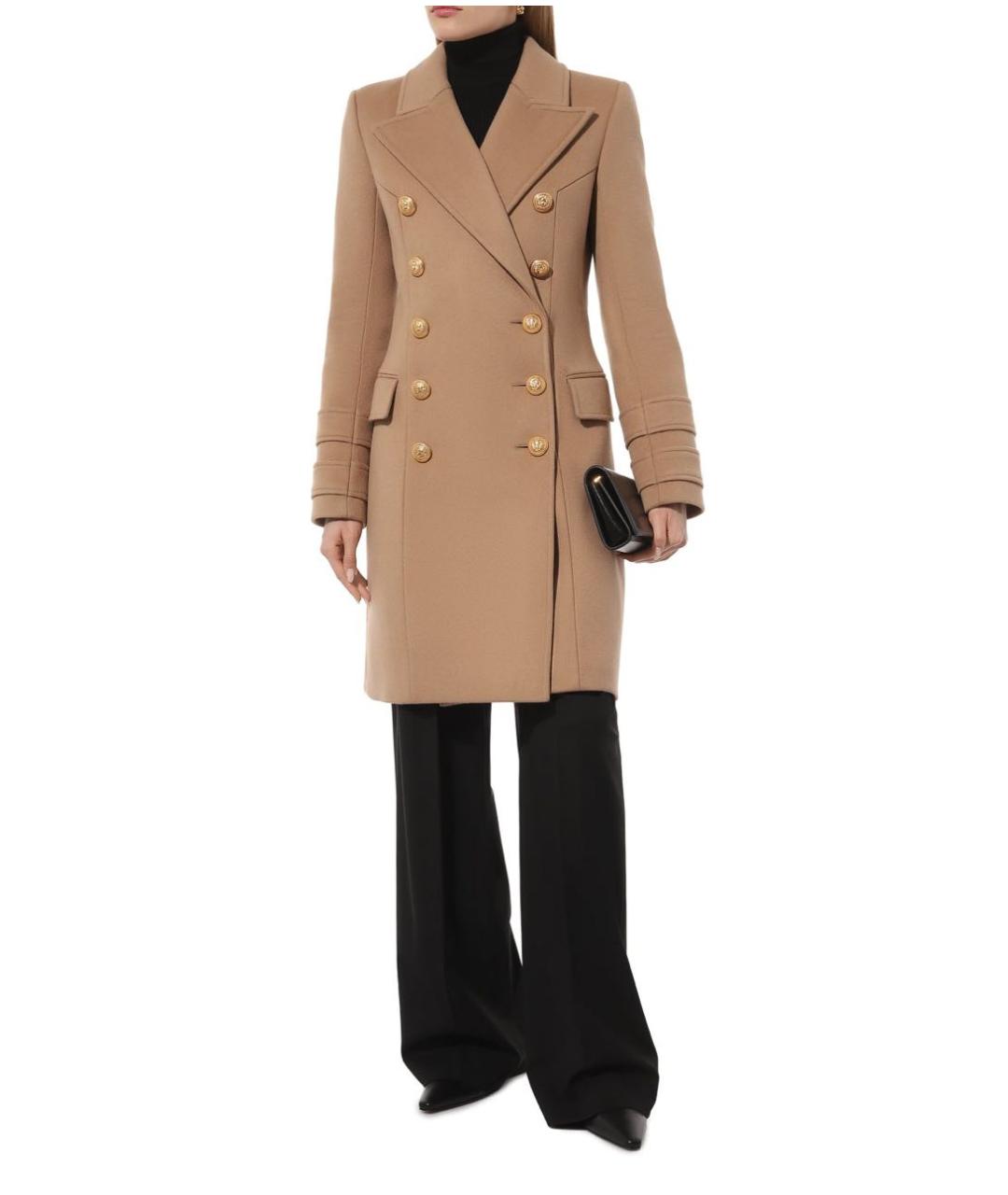 BALMAIN Бежевое шерстяное пальто, фото 4