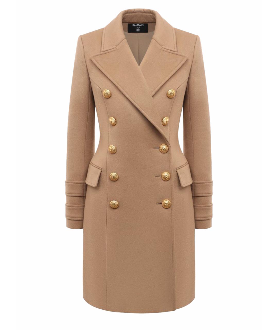 BALMAIN Бежевое шерстяное пальто, фото 1