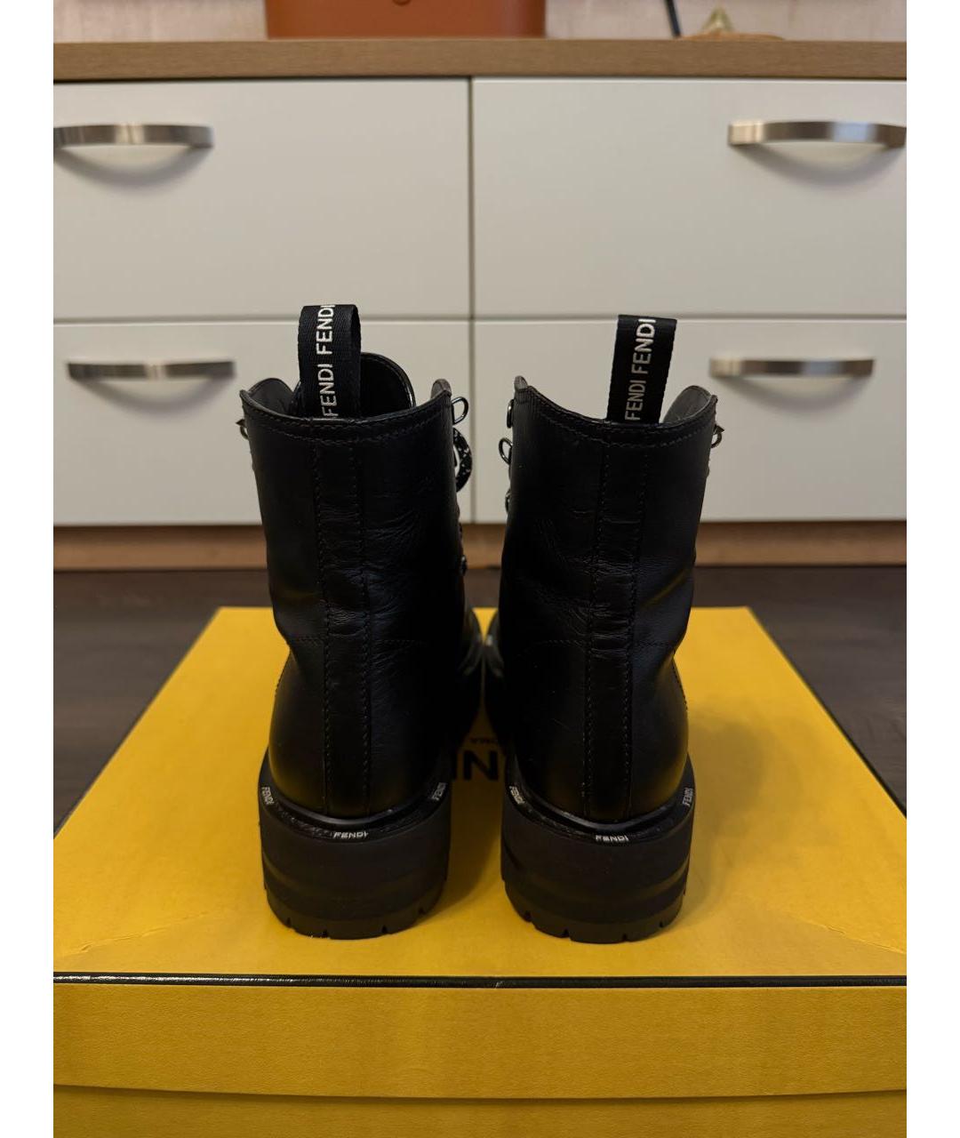 FENDI Черные кожаные ботинки, фото 3