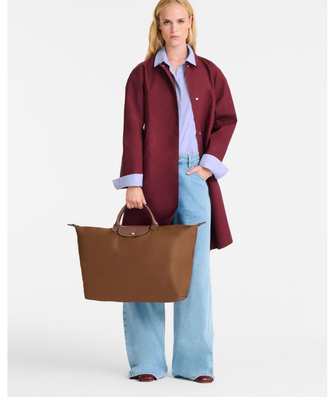 LONGCHAMP Коричневая тканевая дорожная/спортивная сумка, фото 4