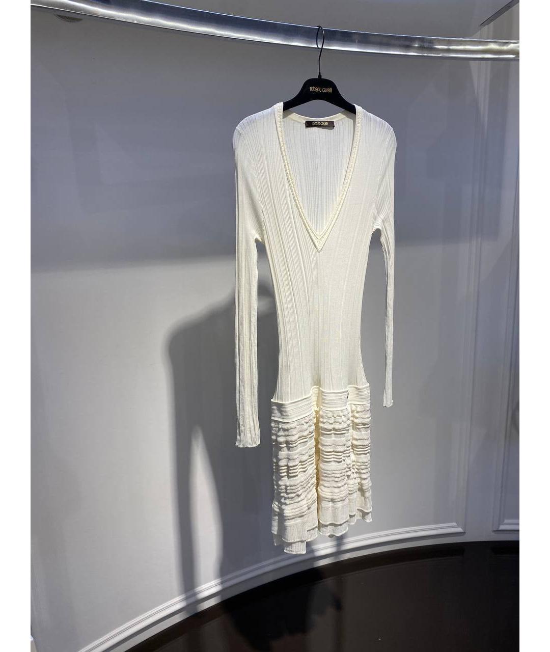 ROBERTO CAVALLI Белое вискозное повседневное платье, фото 2