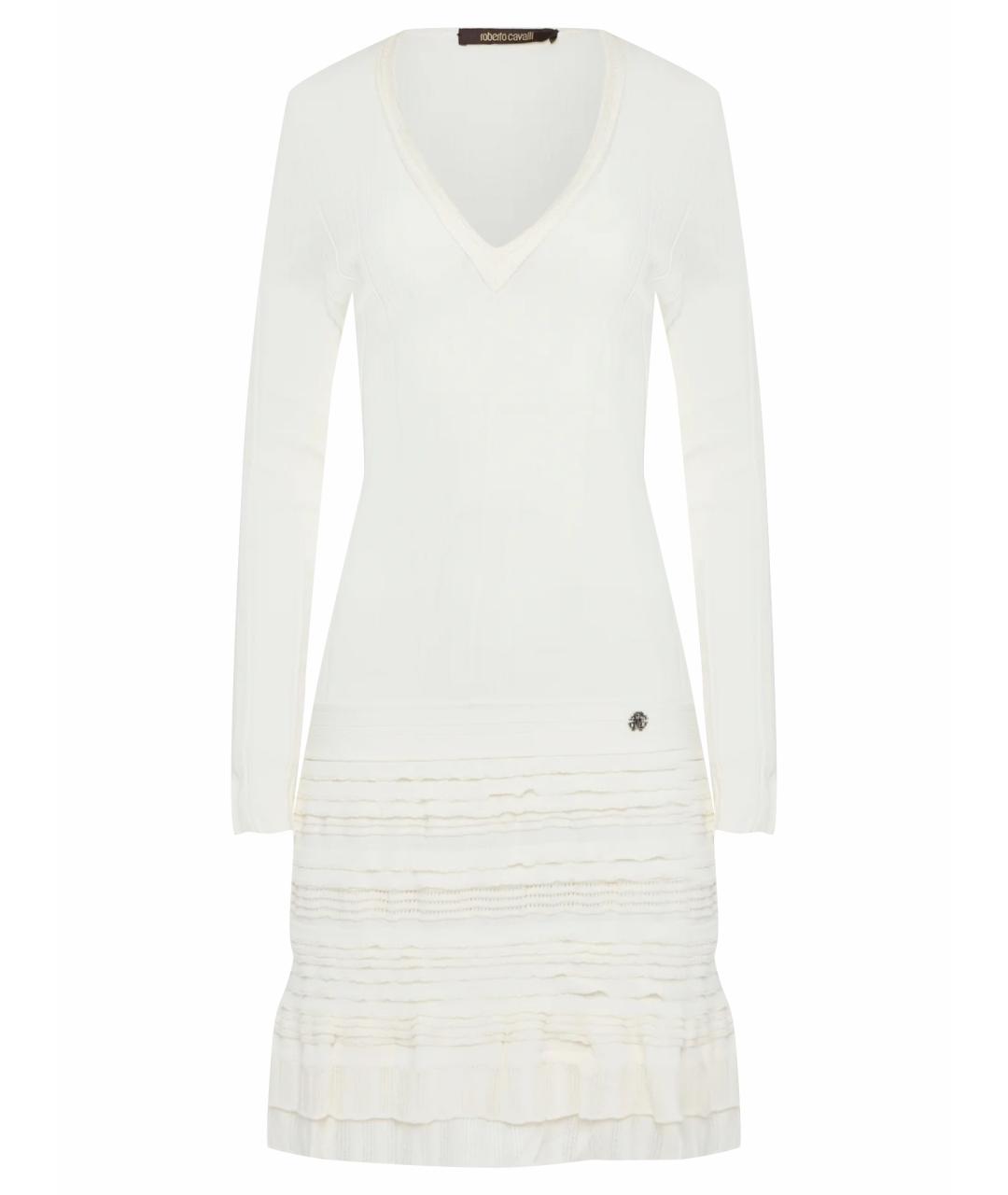 ROBERTO CAVALLI Белое вискозное повседневное платье, фото 1