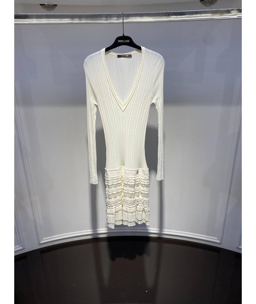 ROBERTO CAVALLI Белое вискозное повседневное платье, фото 4