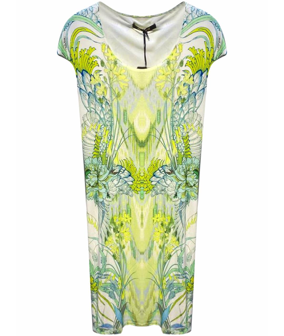 ROBERTO CAVALLI Салатовыое вискозное коктейльное платье, фото 1