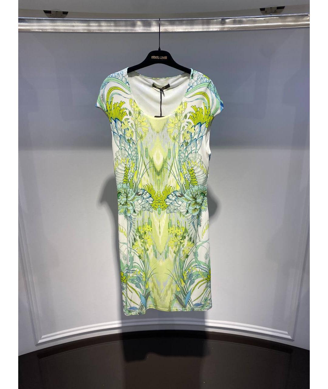 ROBERTO CAVALLI Салатовыое вискозное коктейльное платье, фото 4