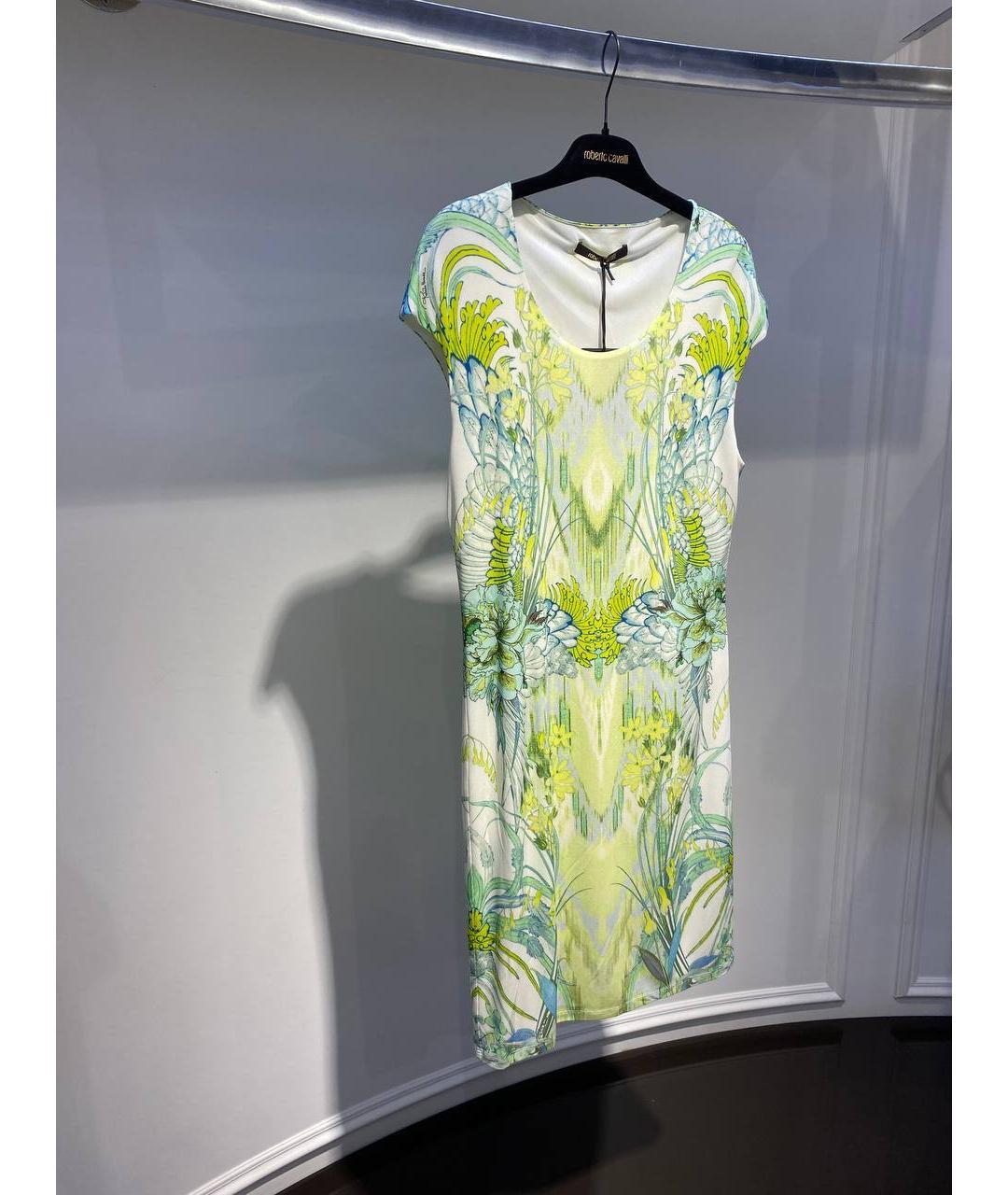 ROBERTO CAVALLI Салатовыое вискозное коктейльное платье, фото 2