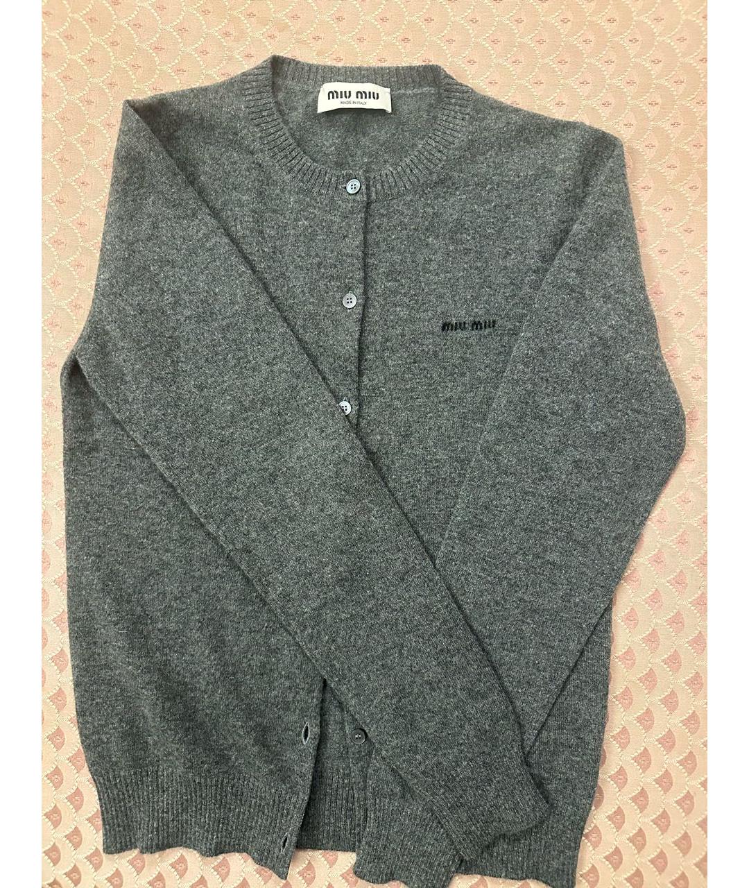 MIU MIU Серый кашемировый кардиган, фото 9