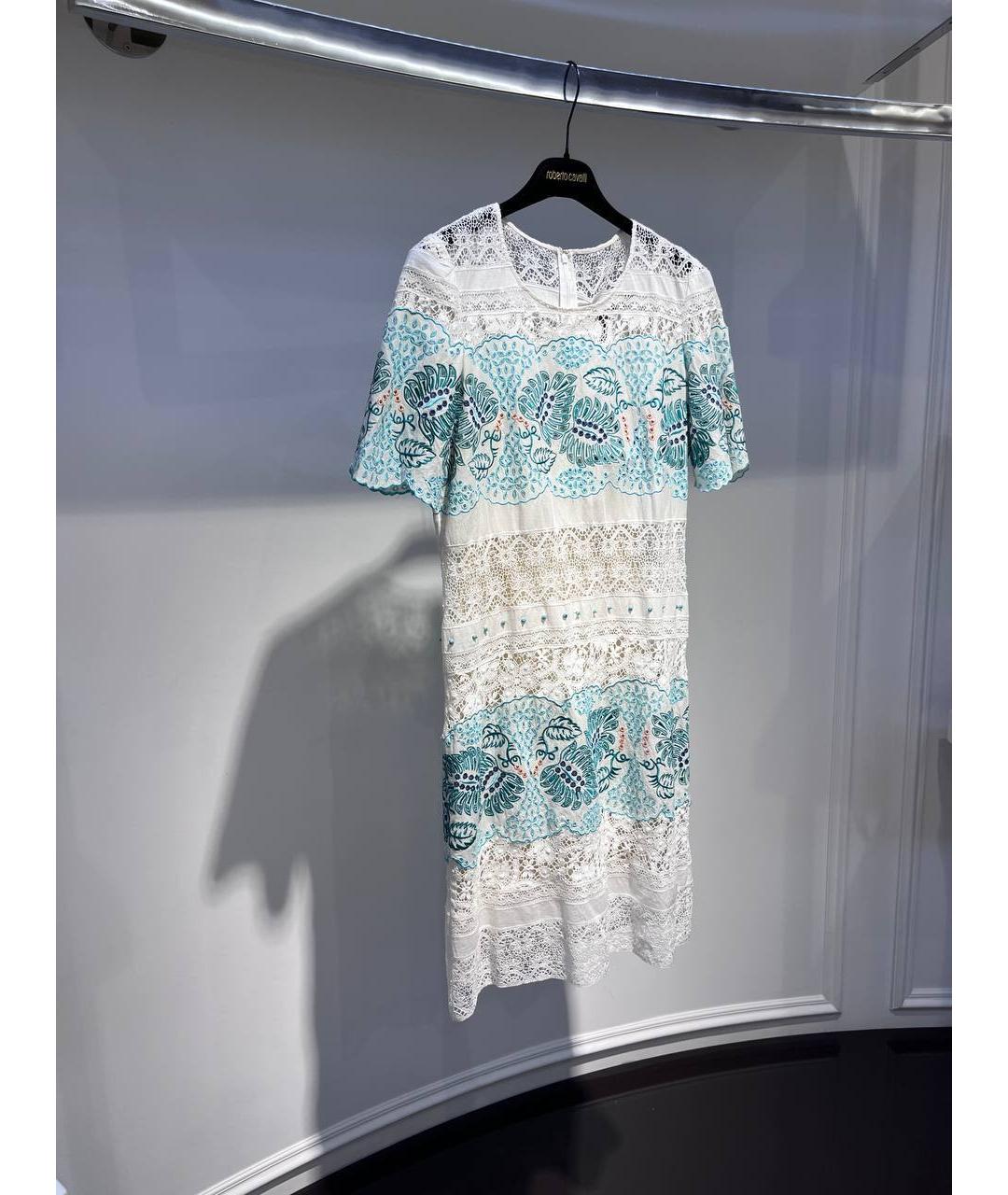 ROBERTO CAVALLI Белое хлопковое коктейльное платье, фото 2