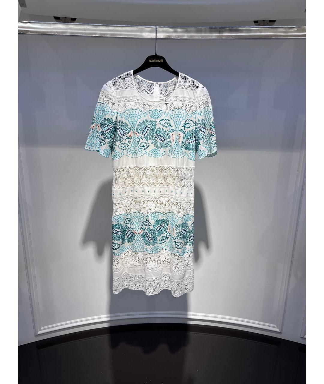 ROBERTO CAVALLI Белое хлопковое коктейльное платье, фото 4