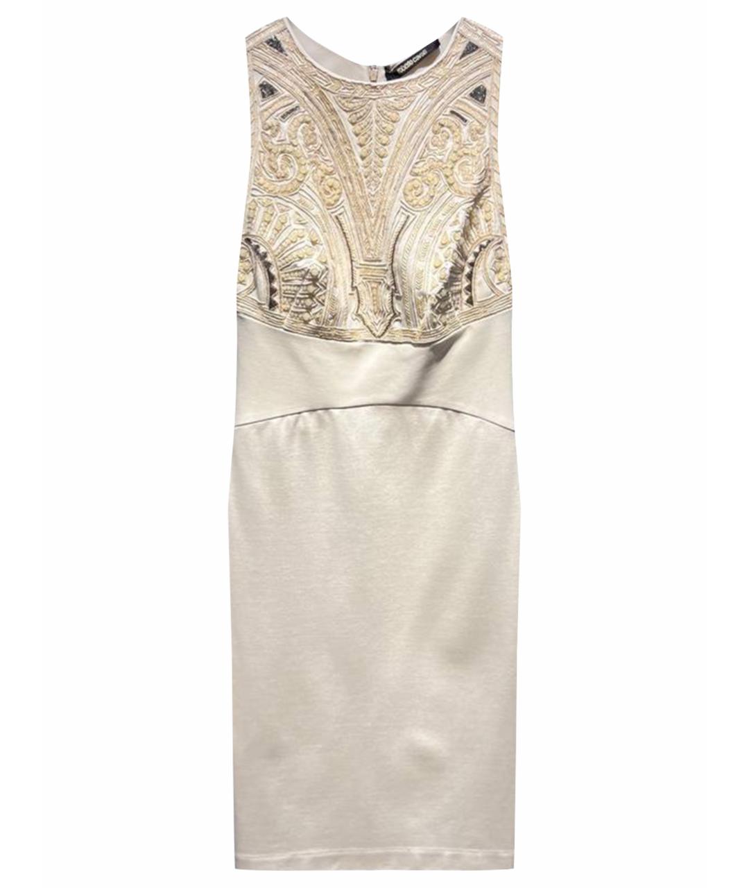 ROBERTO CAVALLI Бежевое вискозное коктейльное платье, фото 1